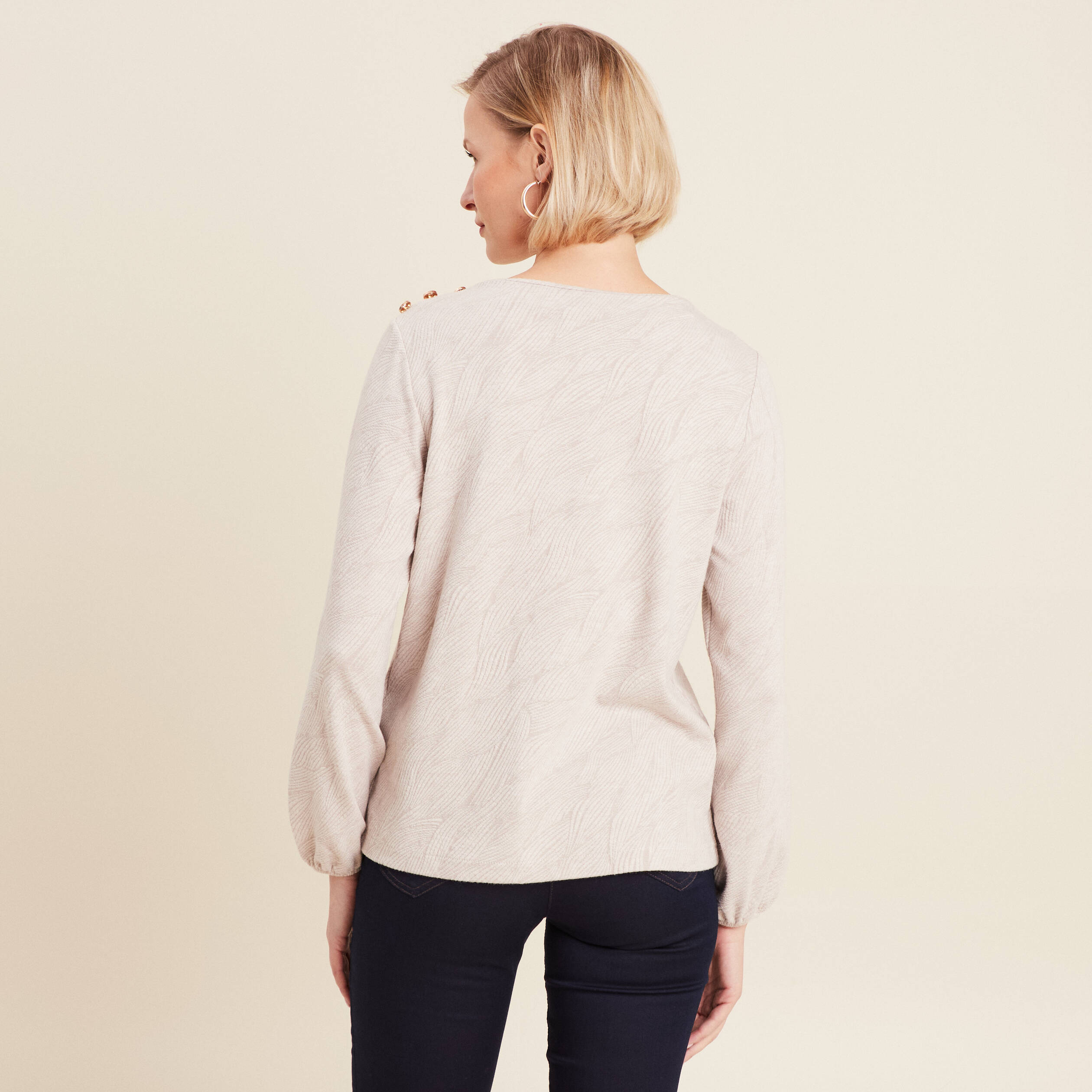 t shirt manches longues beige femme T-shirt manches longues beige femme
