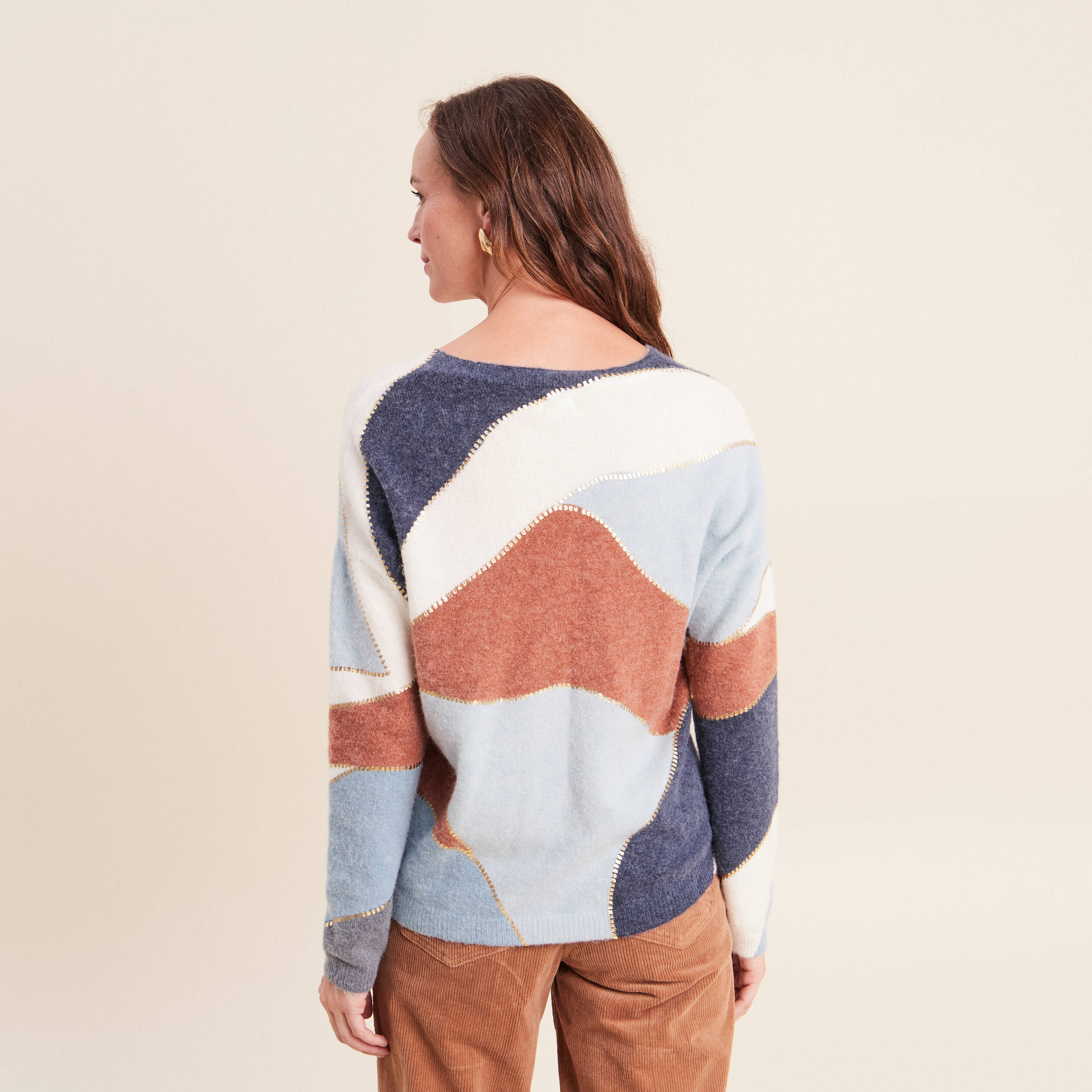Pull manches longues multicolore femme
