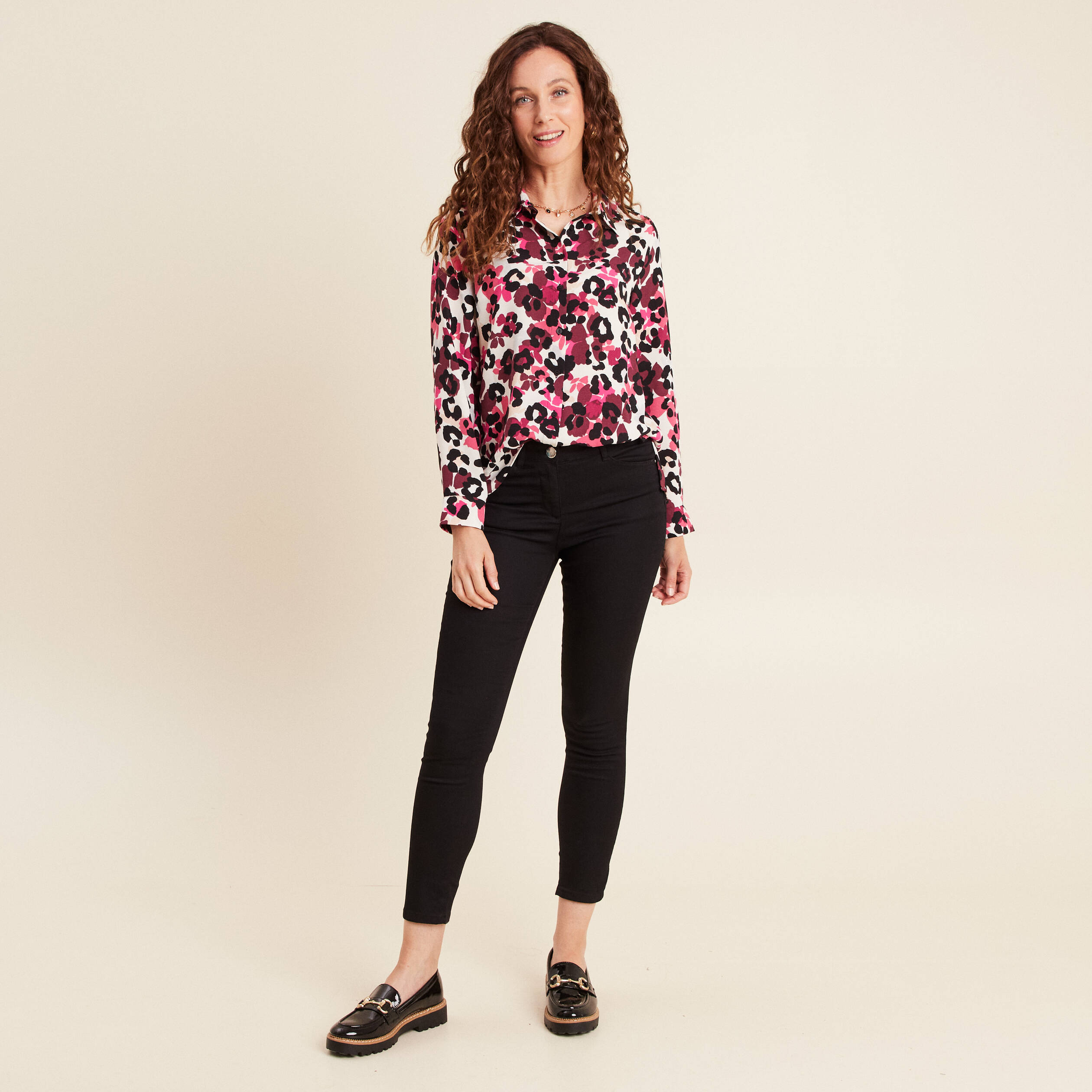 Chemise manches longues bordeaux femme