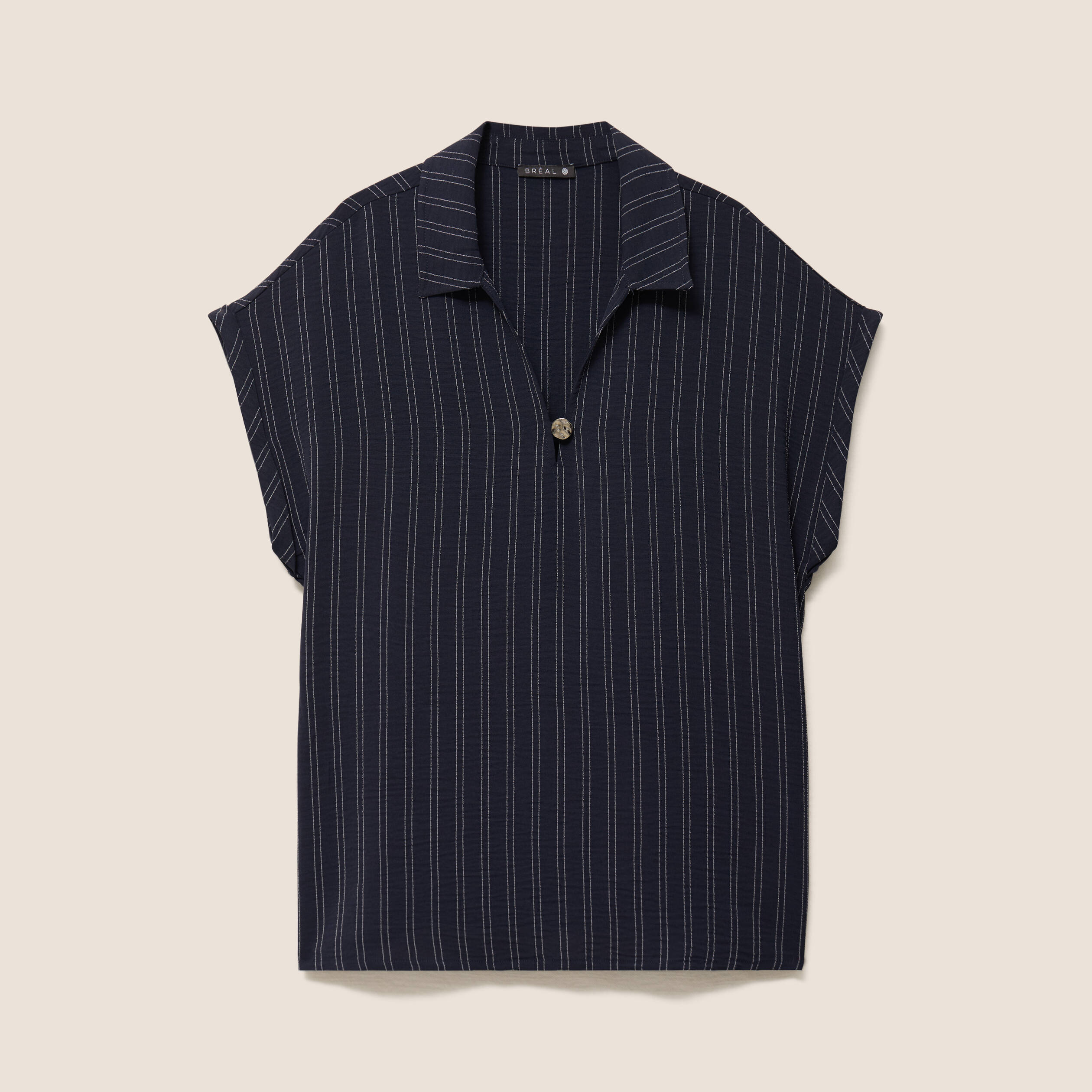 Blouse fluide manches courtes bleu femme