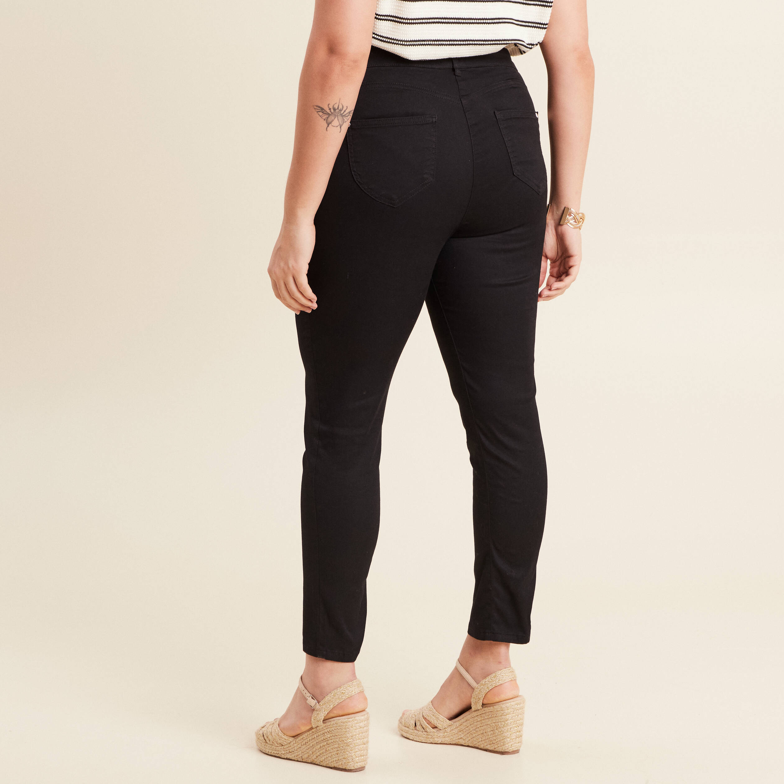 pantalon leger taille standard 78eme noir femme Pantalon léger taille standard 7/8ème noir femme