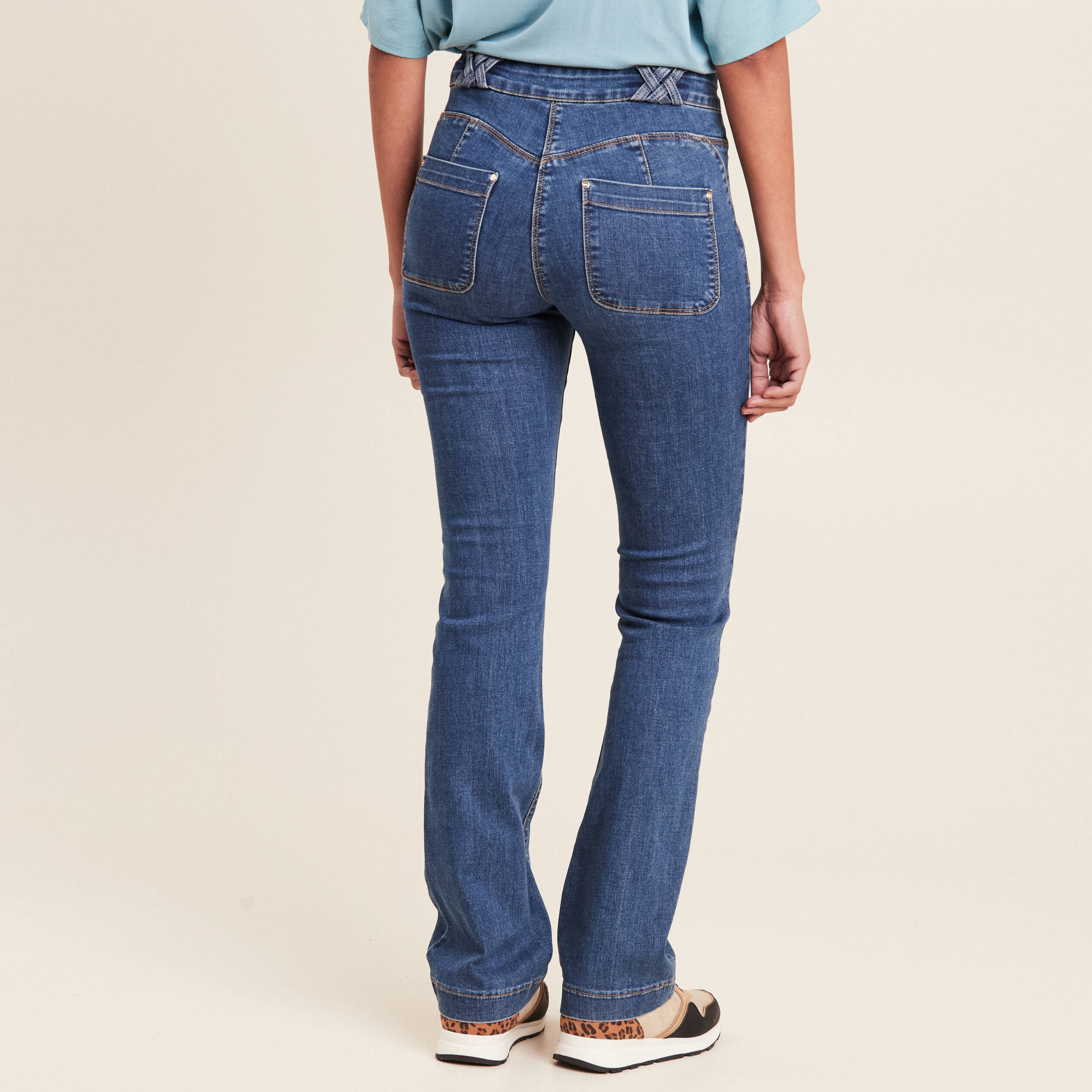 Jean bootcut taille standard denim stone femme