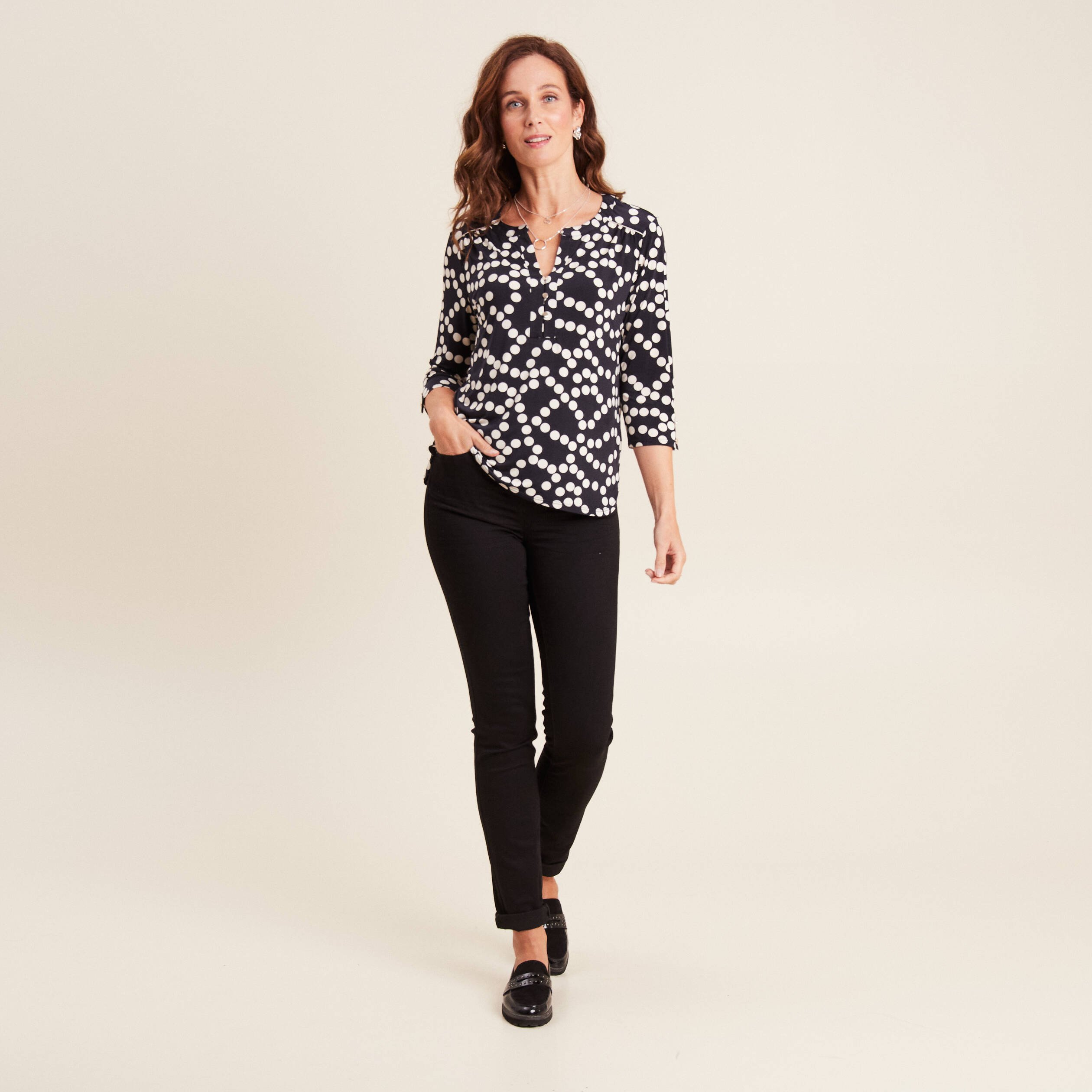 blouse manches 34 noir femme Blouse manches 3/4 noir femme