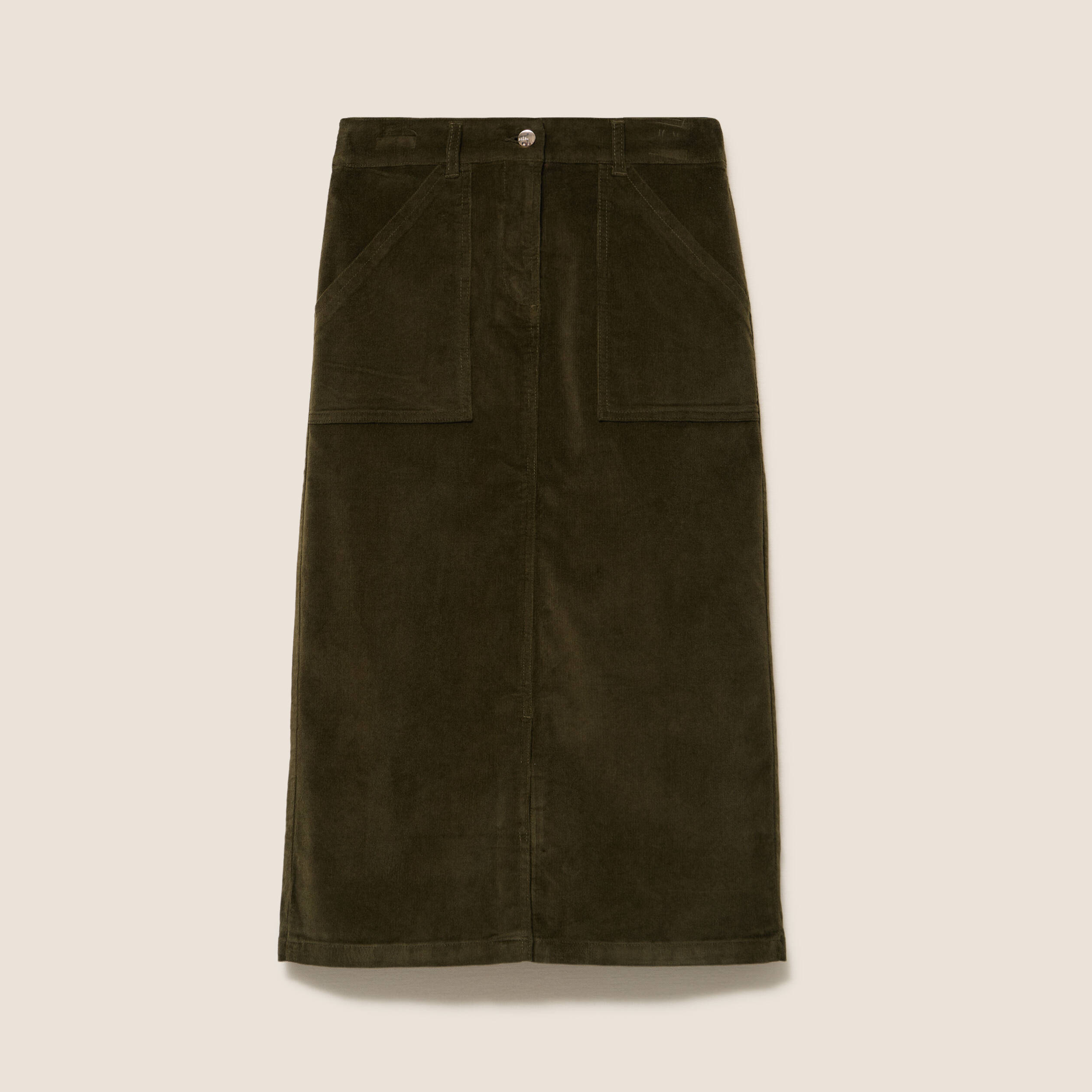 Jupe en velours vert kaki femme
