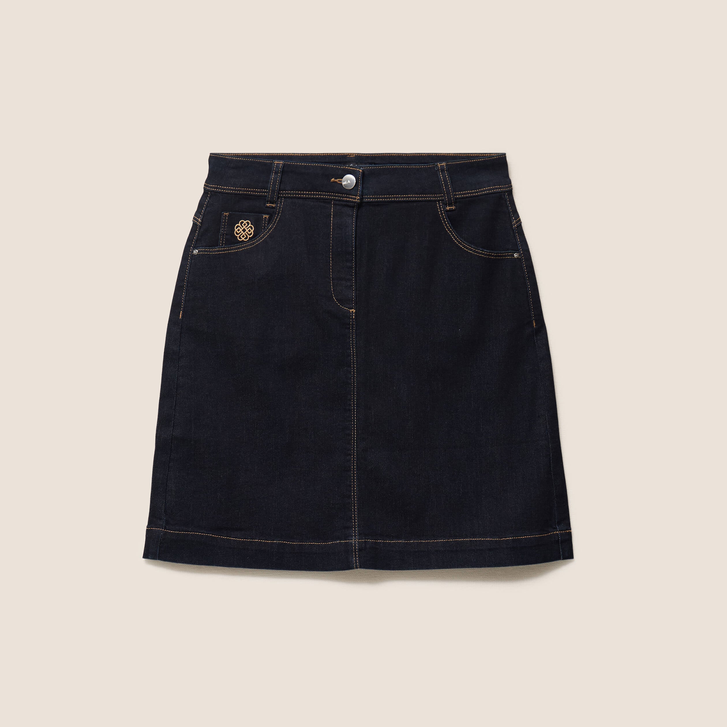 Jupe courte trap&egrave;ze en jean denim brut femme