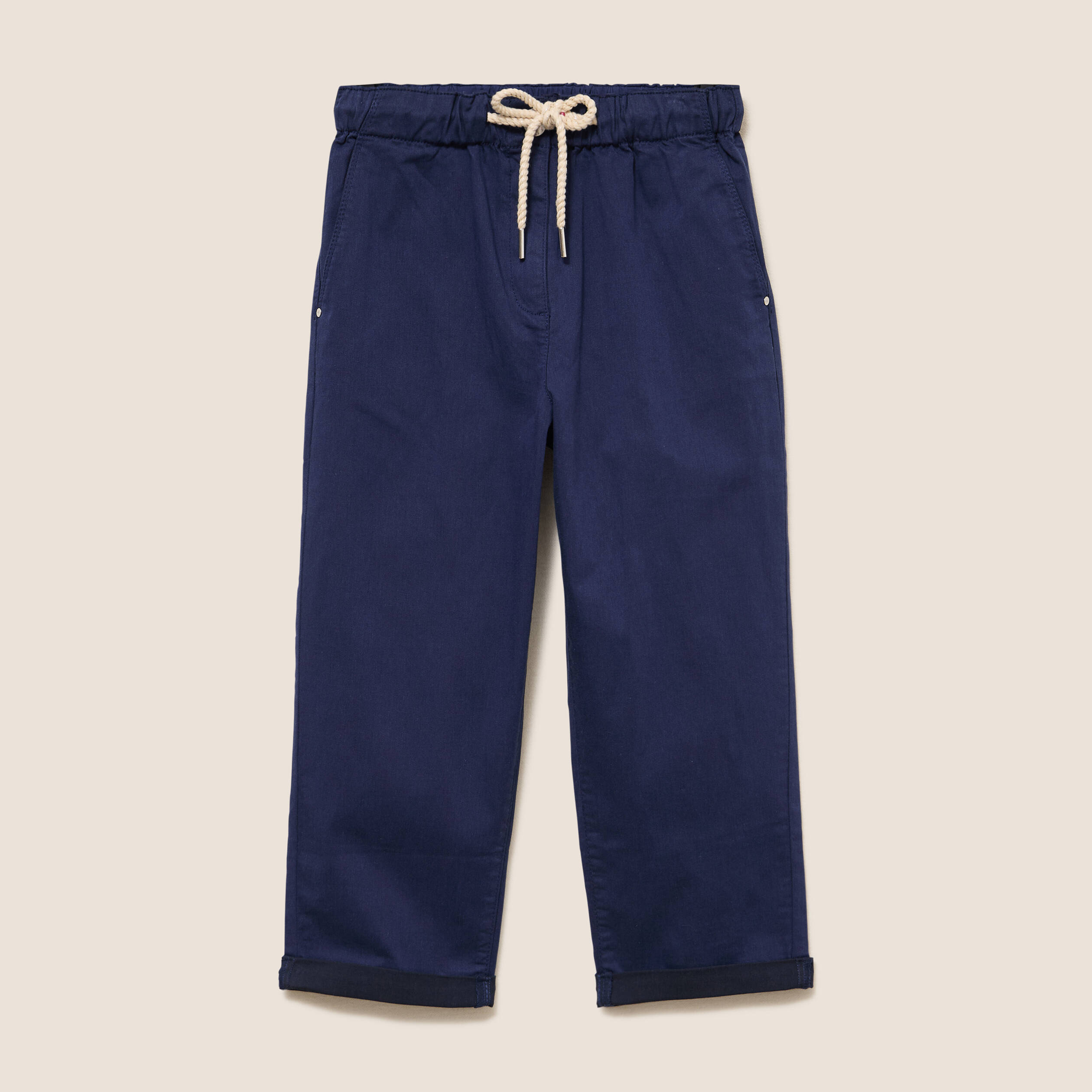 Pantacourt coupe mom large bleu marine femme