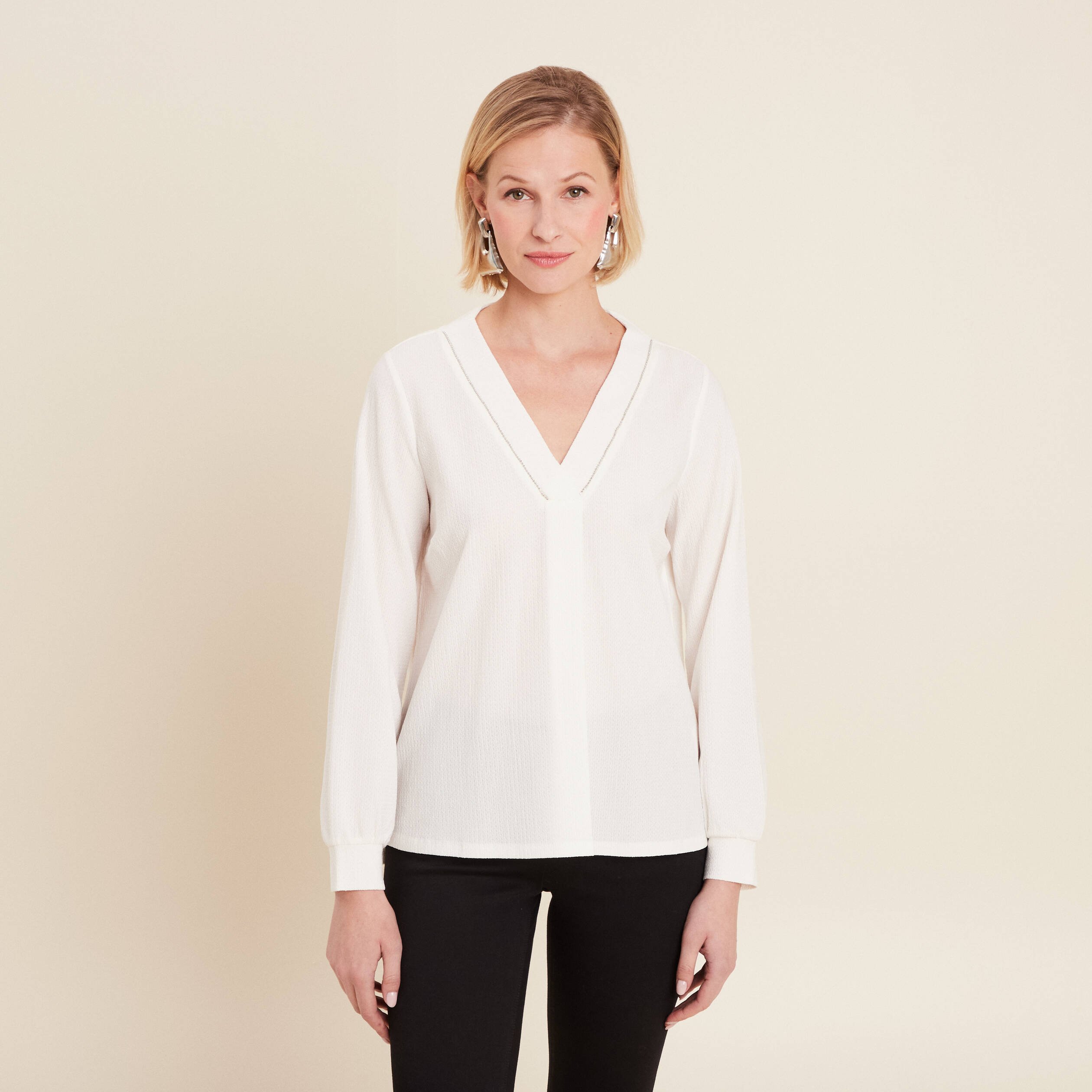 t shirt manches longues blanc femme T-shirt manches longues blanc femme