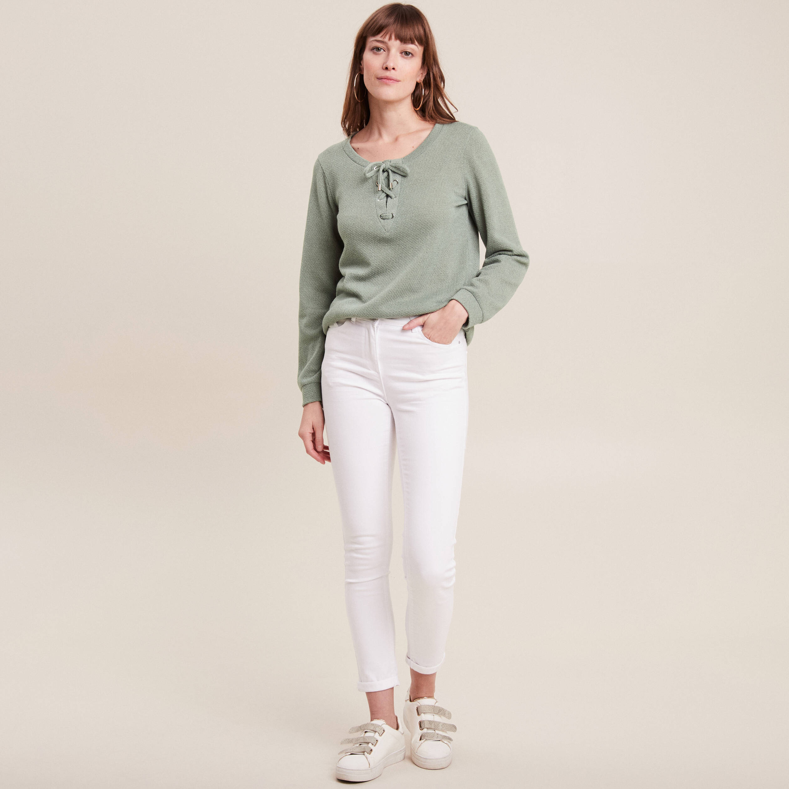 Femmes Imprimé Sexy Manches Longues Col V Pull Hors Épaule Chemisier