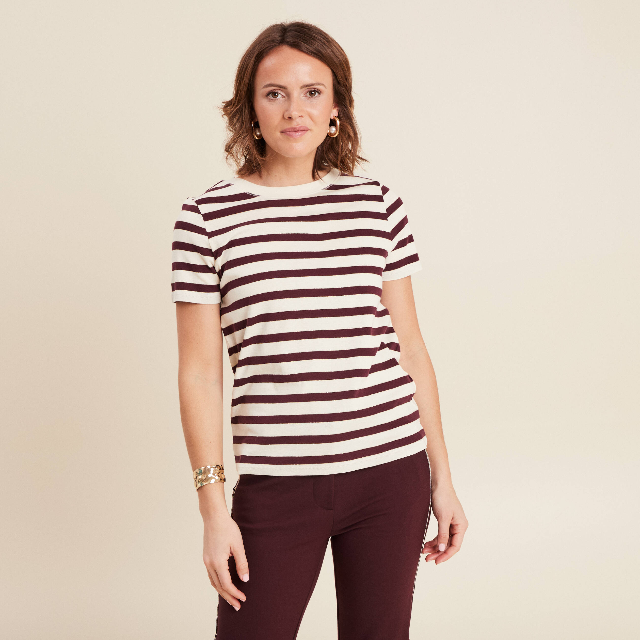 t shirt manches courtes bordeaux femme T-shirt manches courtes bordeaux femme