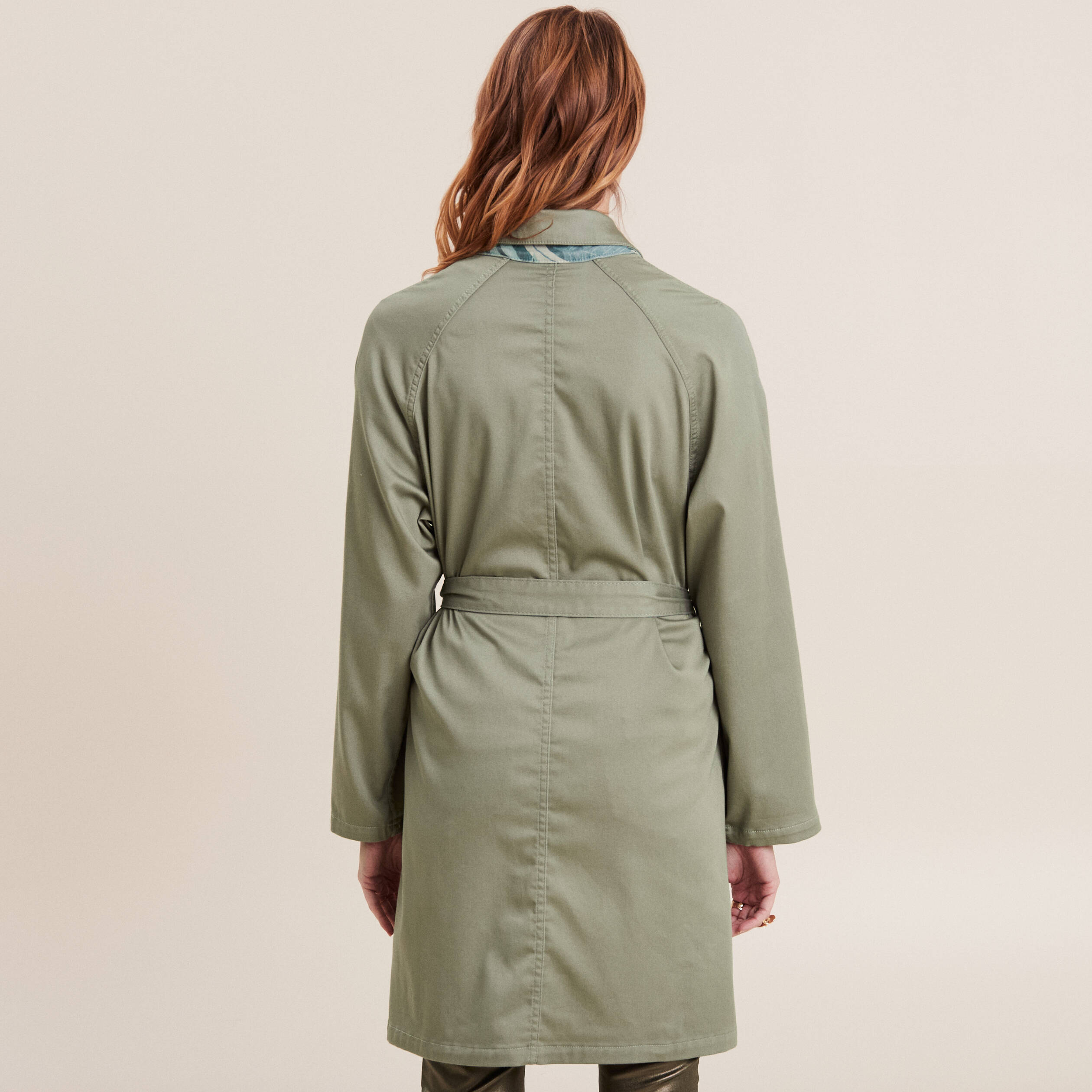 Trench droit r?�versible vert fonc?� femme | Vibs