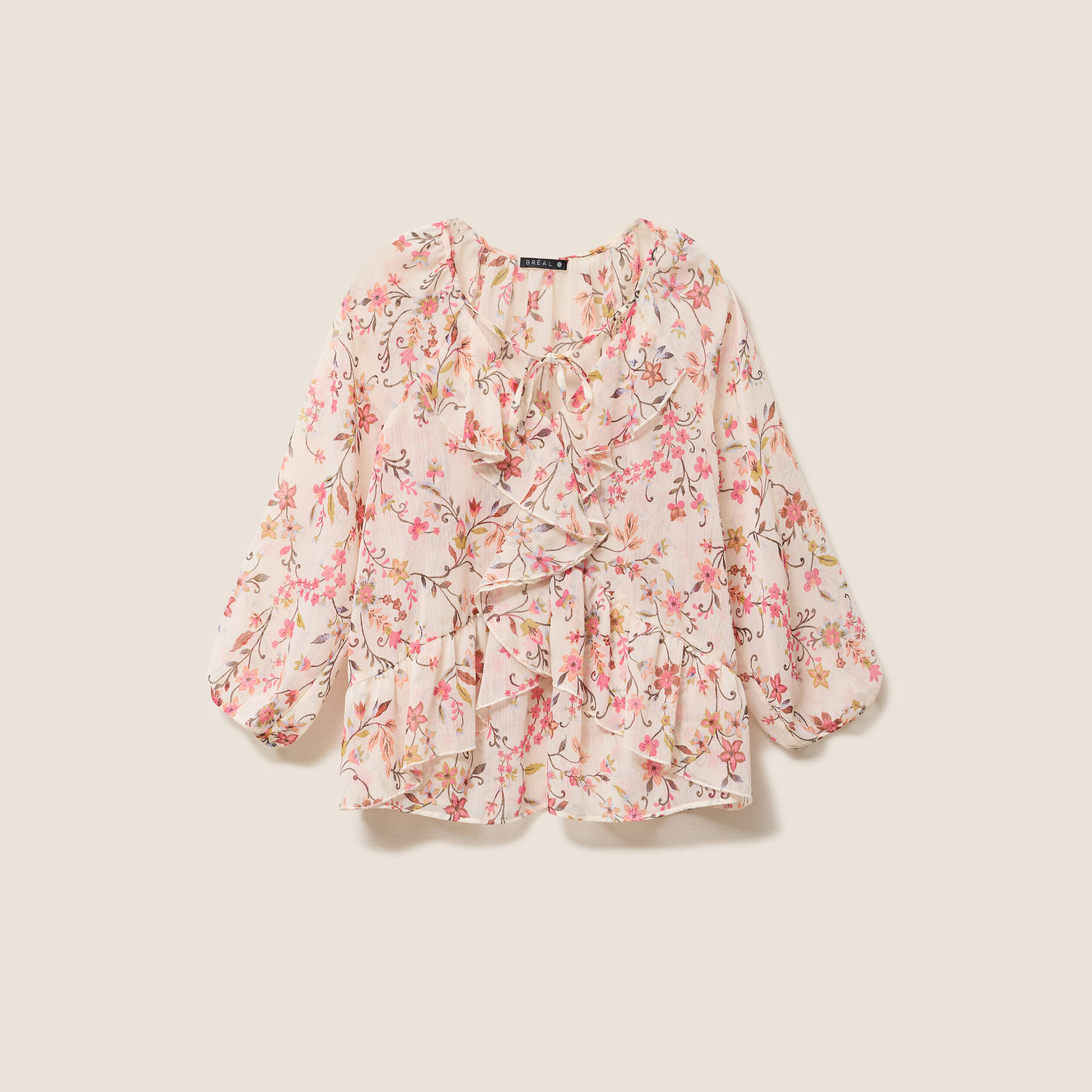 Blouse ample en voile manches 3/4 multicolore femme