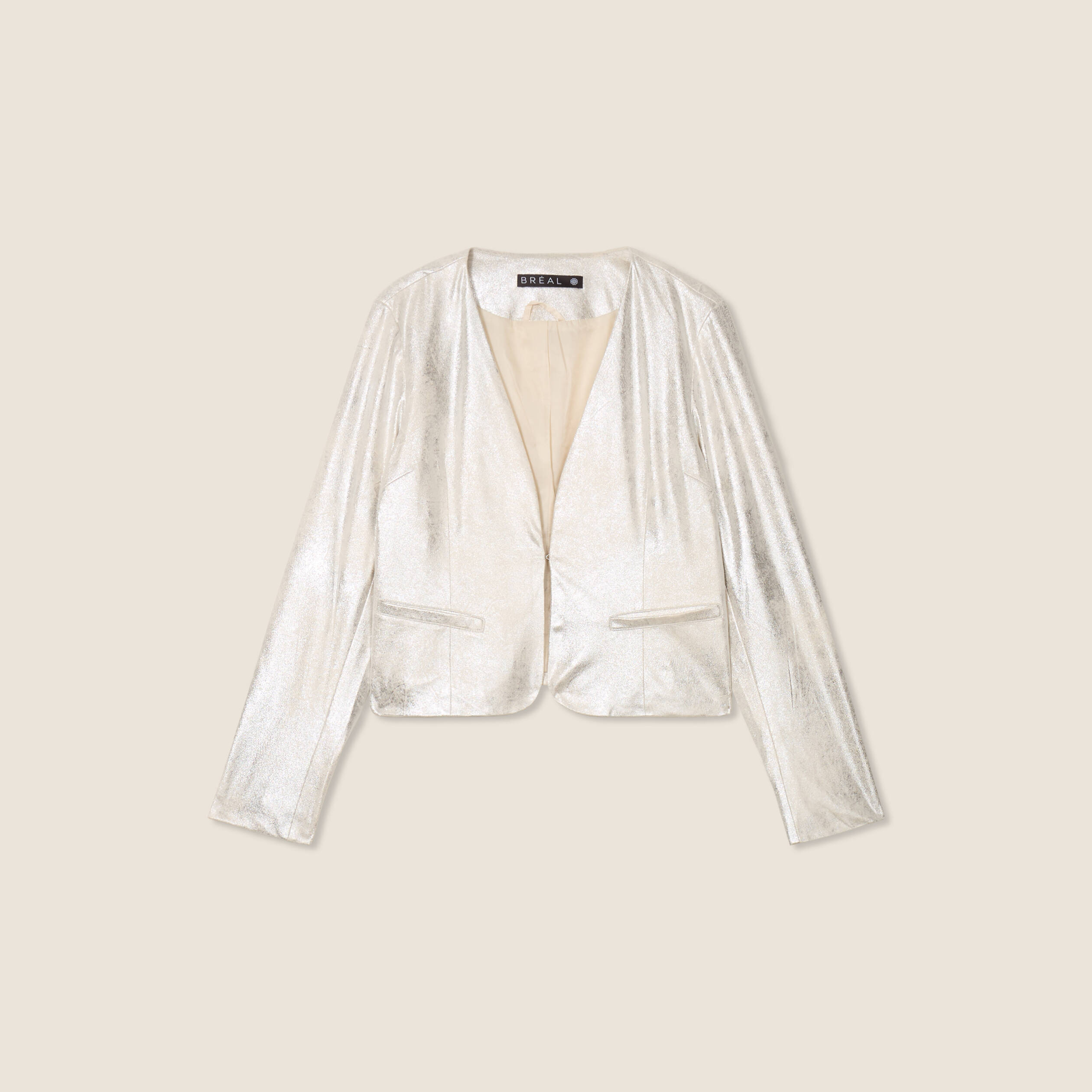 veste courte metallisee couleur argent femme Veste courte métallisée couleur argent femme