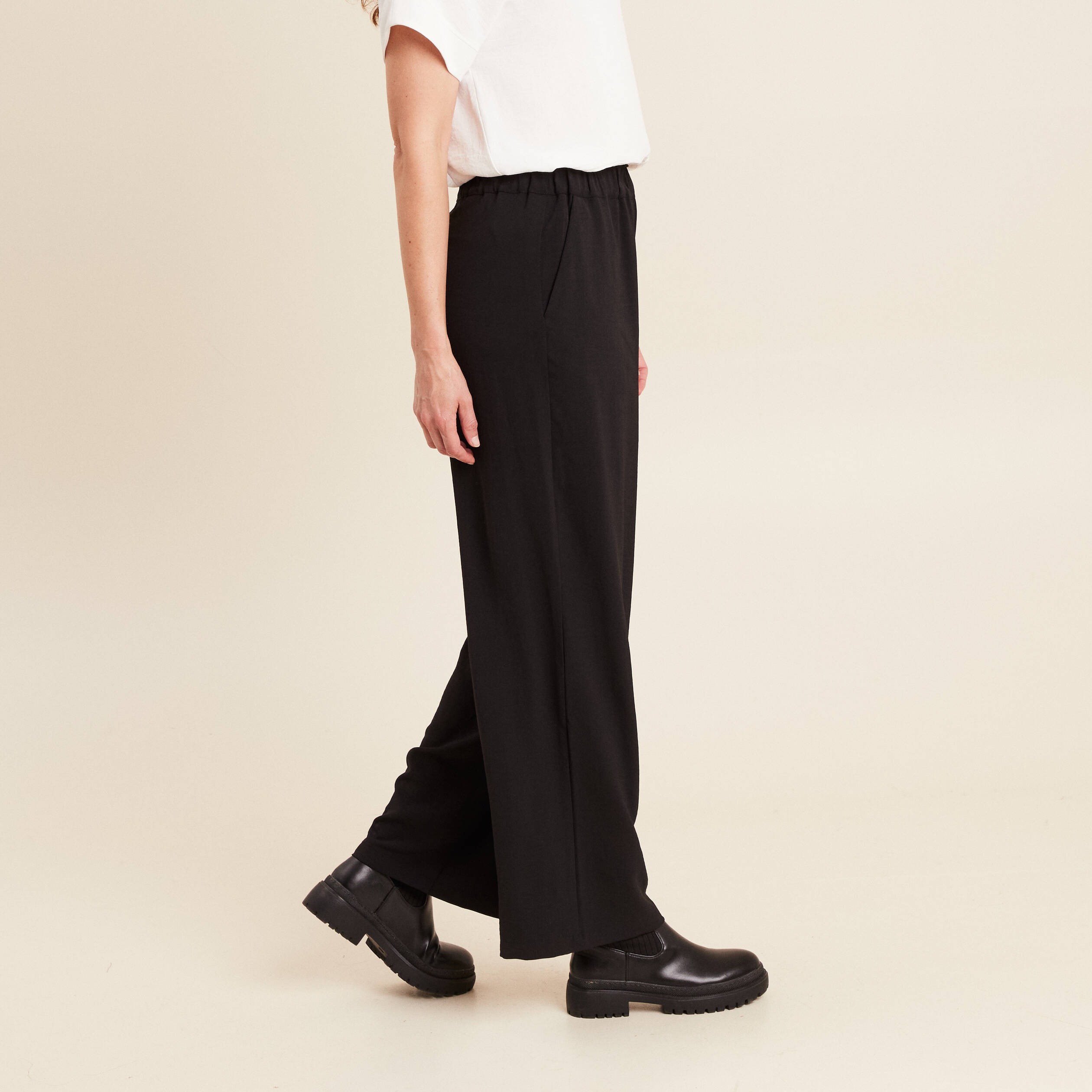 pantalon large taille haute noir femme Pantalon large taille haute noir femme