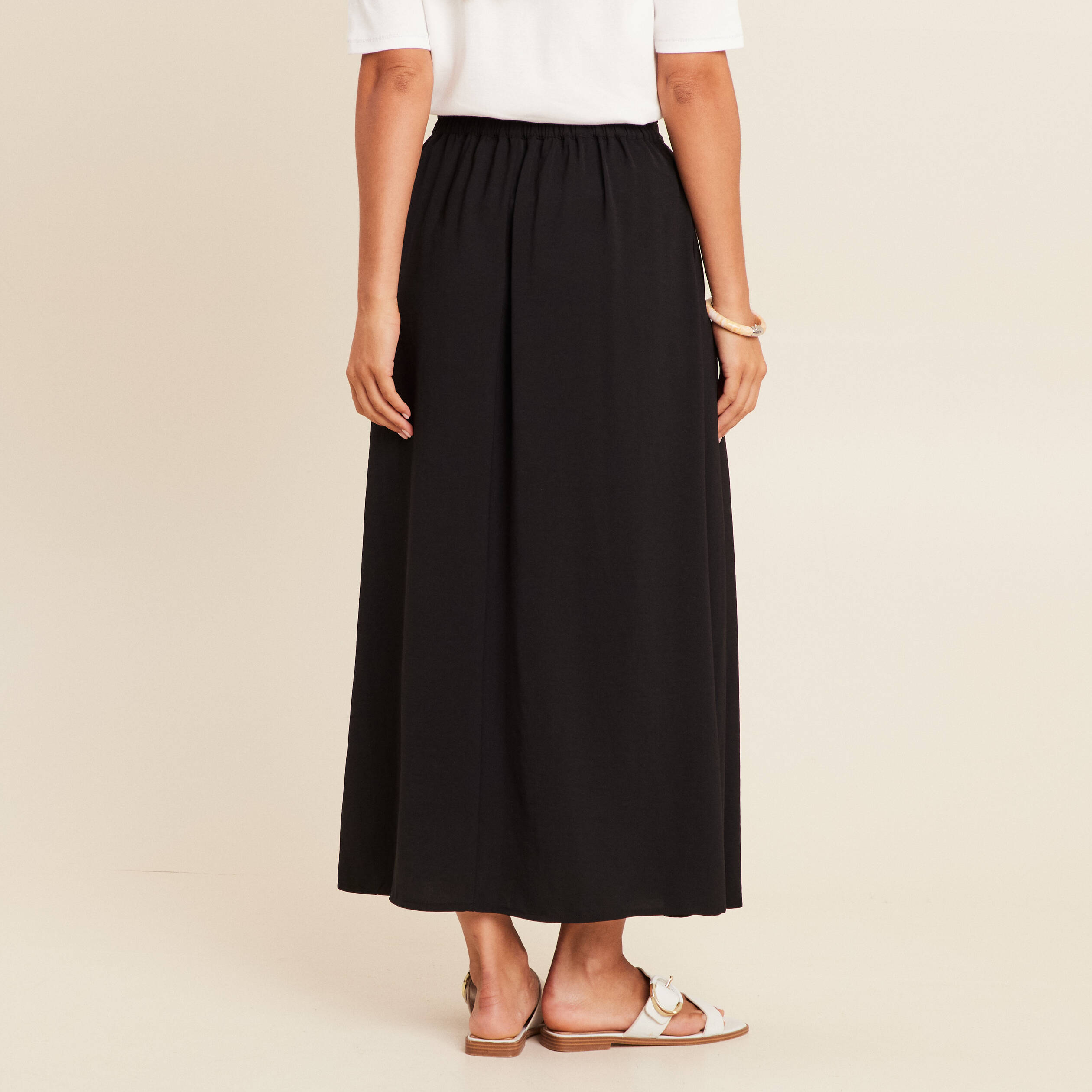 jupe longue evasee fluide noir femme Jupe longue évasée fluide noir femme