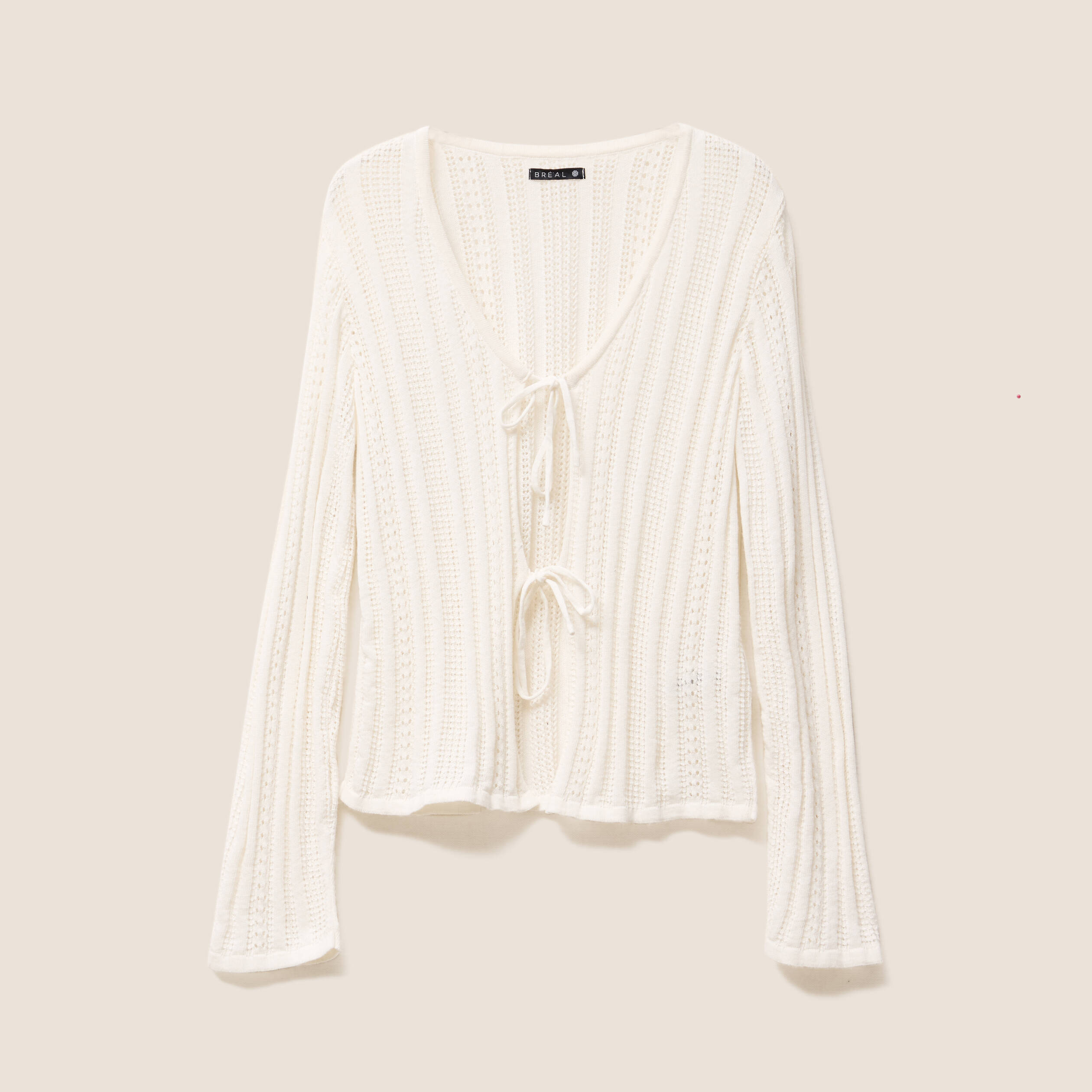 gilet mi long manches longues ecru femme Gilet mi-long manches longues ecru femme