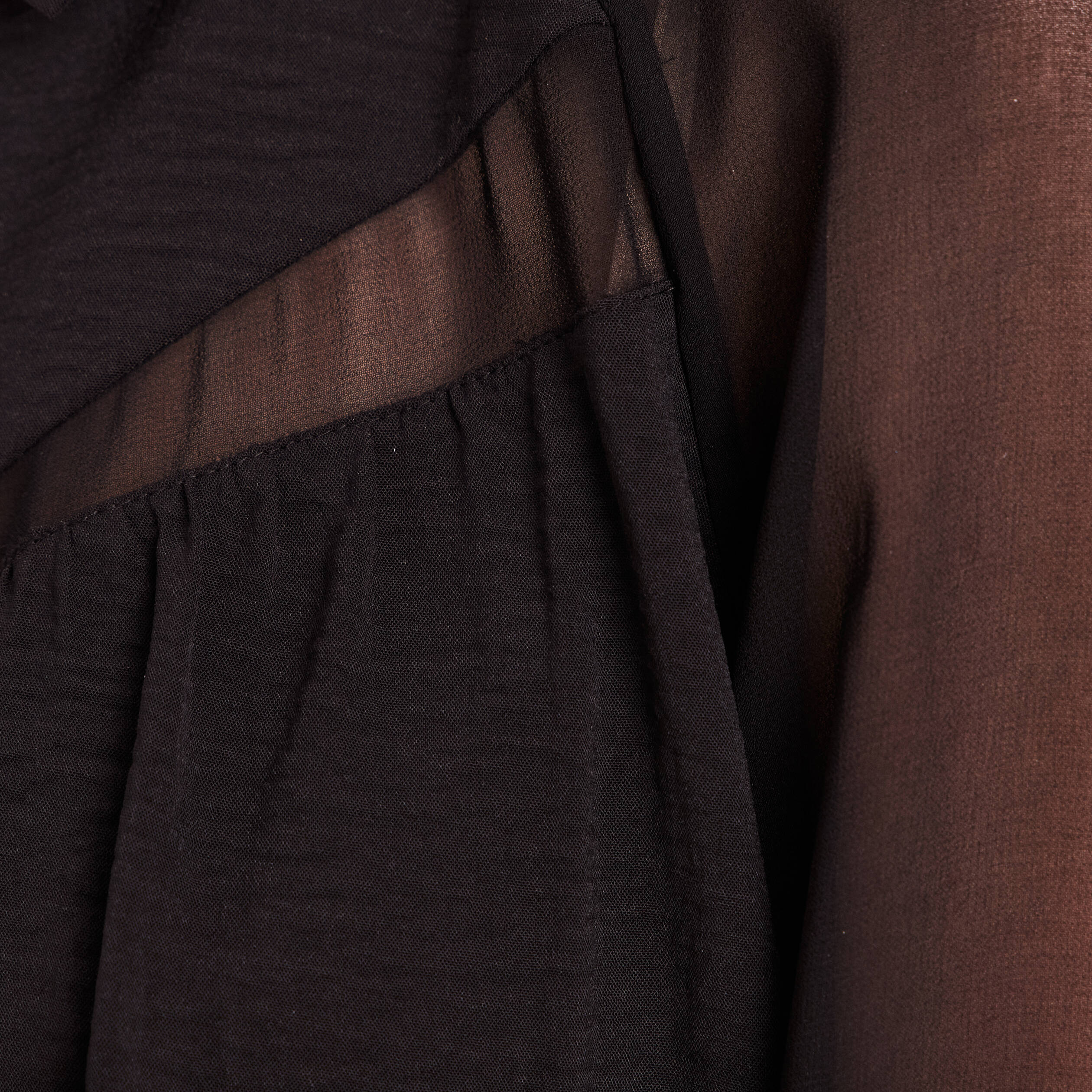 Chemise ample voile doubl&eacute;e col chemise noir femme