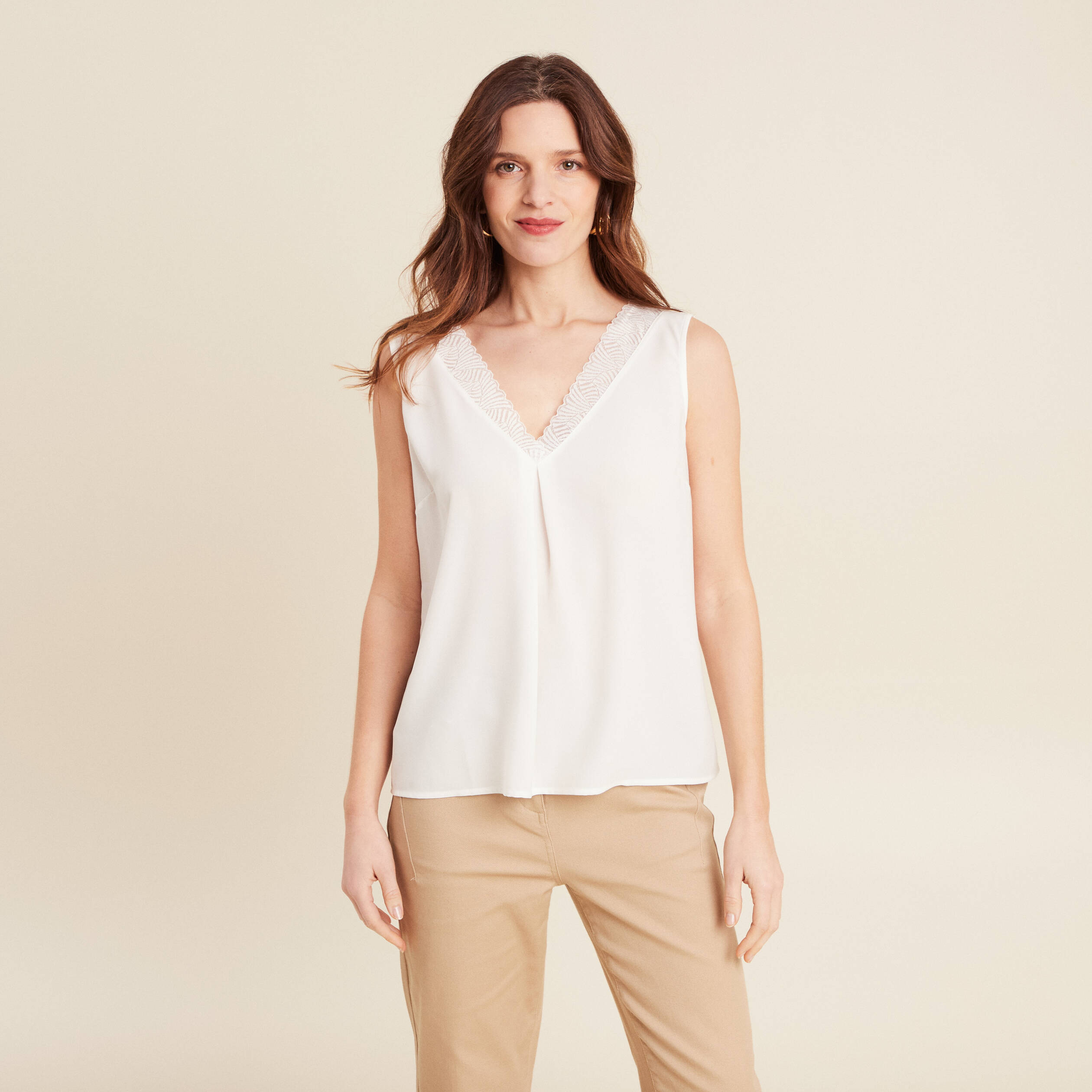 debardeur sans manches ecru femme Débardeur sans manches ecru femme