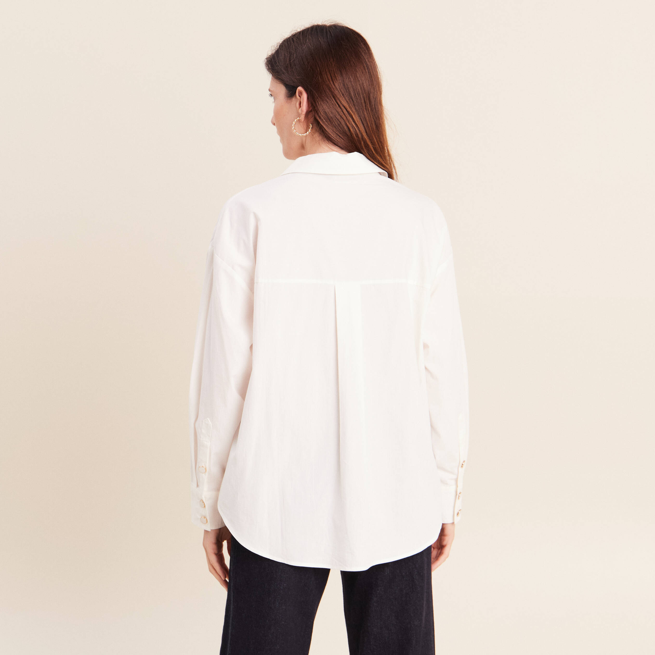 Chemise ample manches longues ecru femme