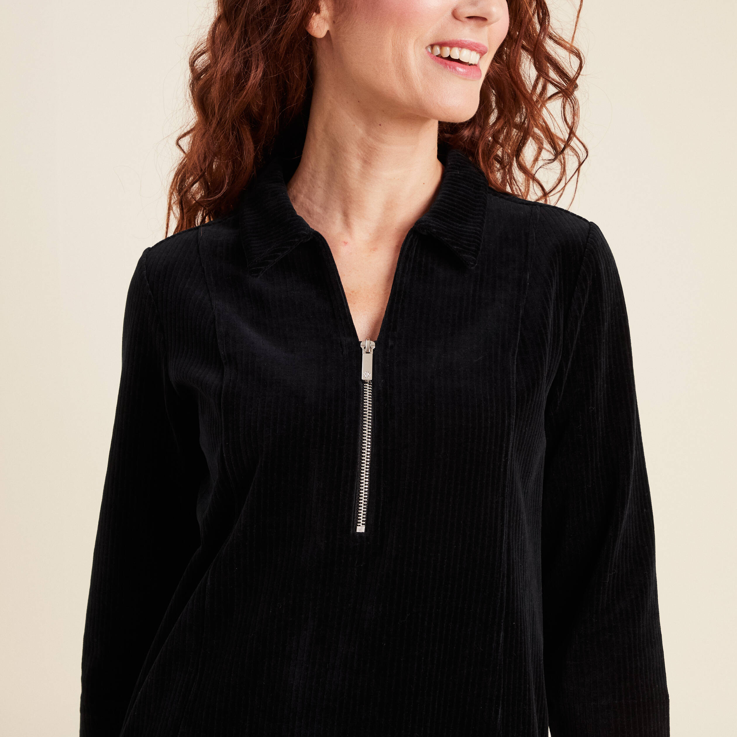 Robe droite velours noir femme Vibs