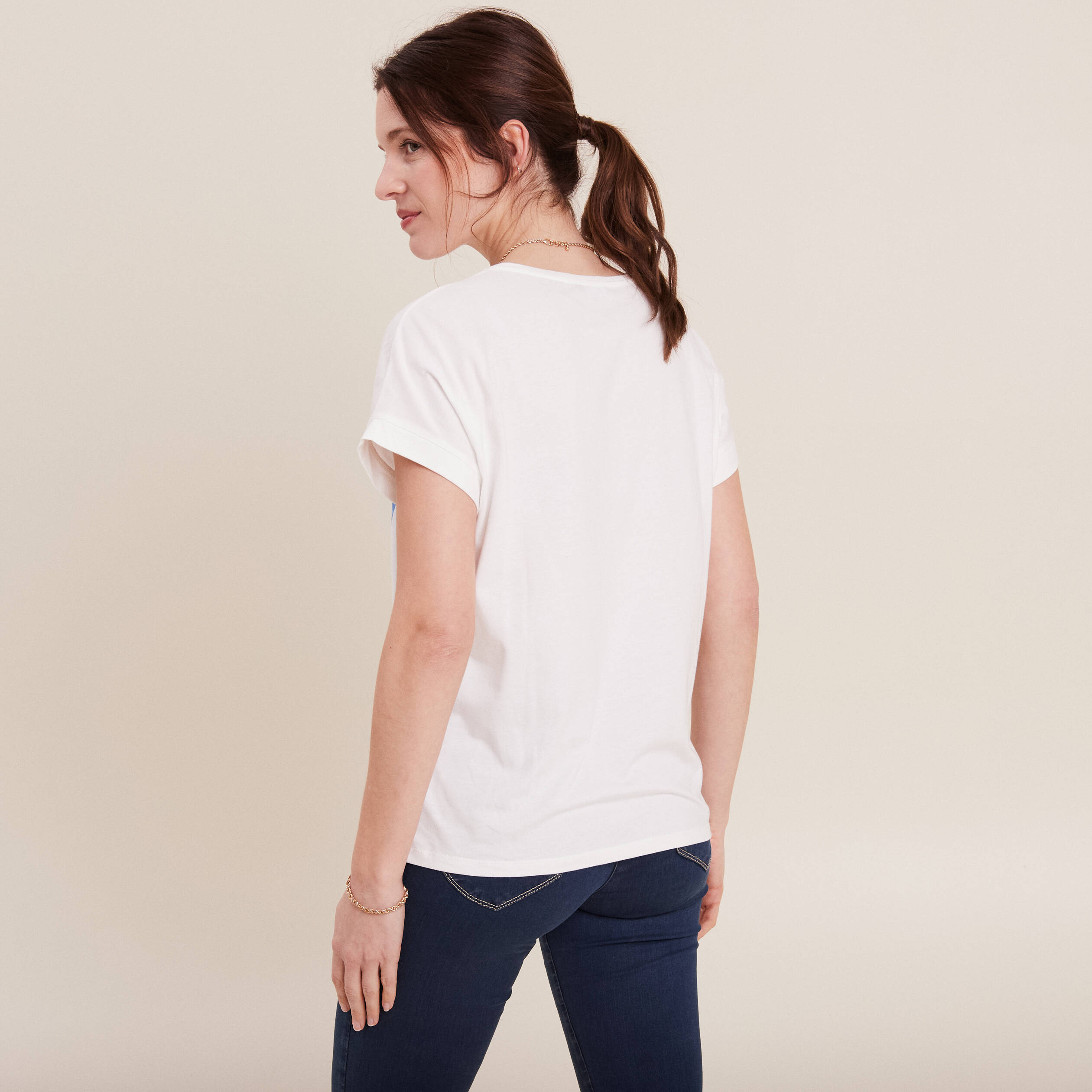 t shirt manches courtes ecru femme T-shirt manches courtes ecru femme