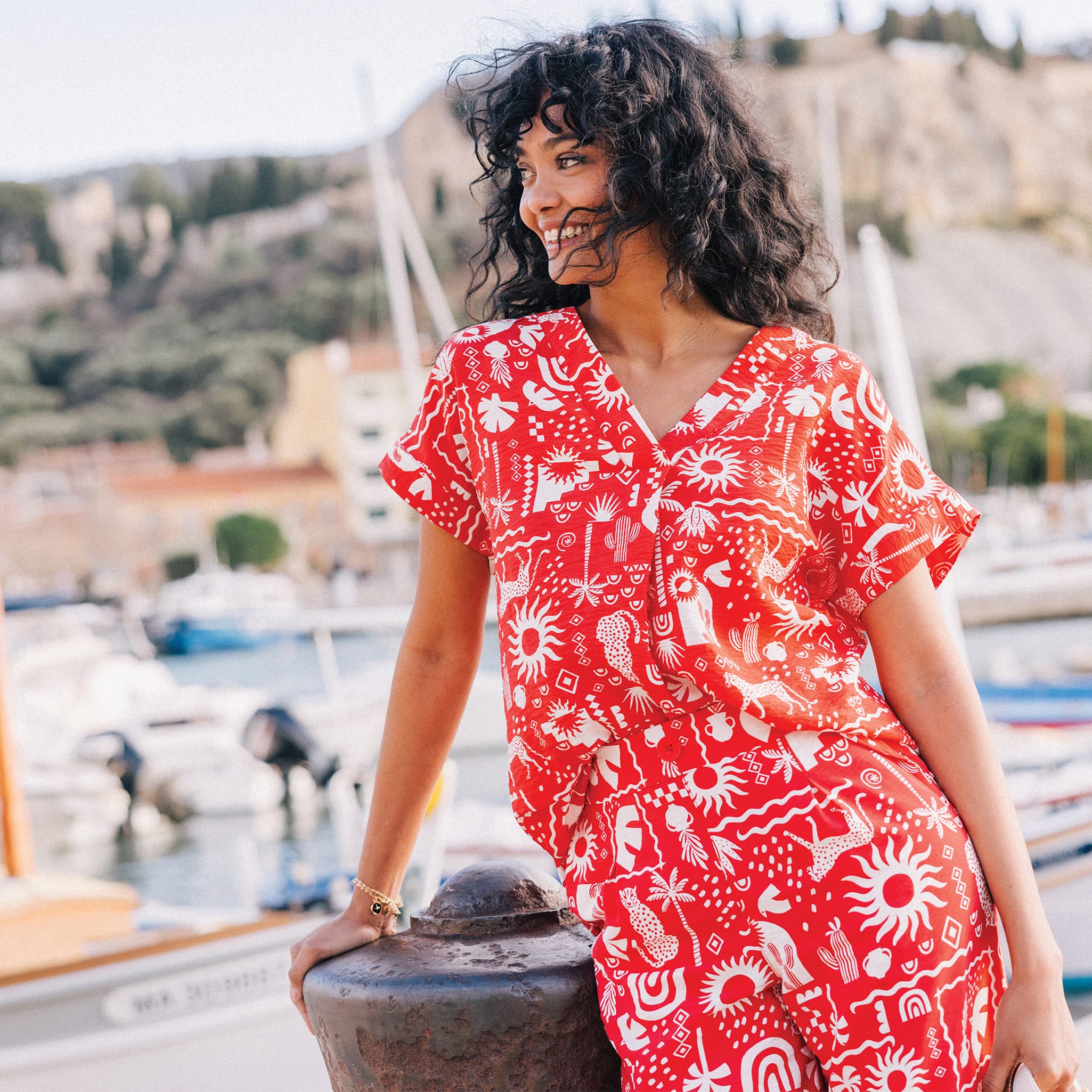 Blouse manches courtes rouge femme