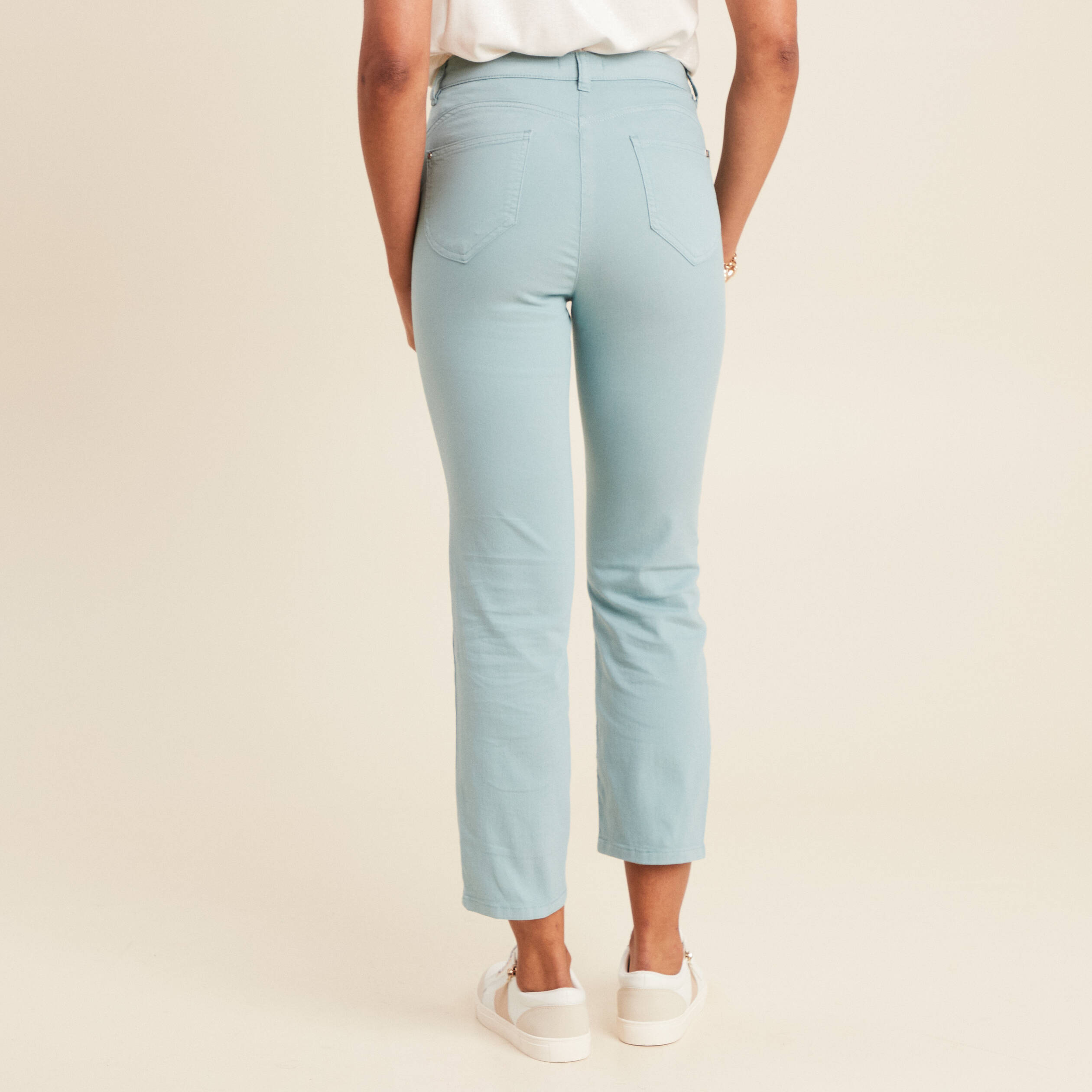 pantalon droit taille haute 78eme bleu canard femme Pantalon droit taille haute 7/8ème bleu canard femme