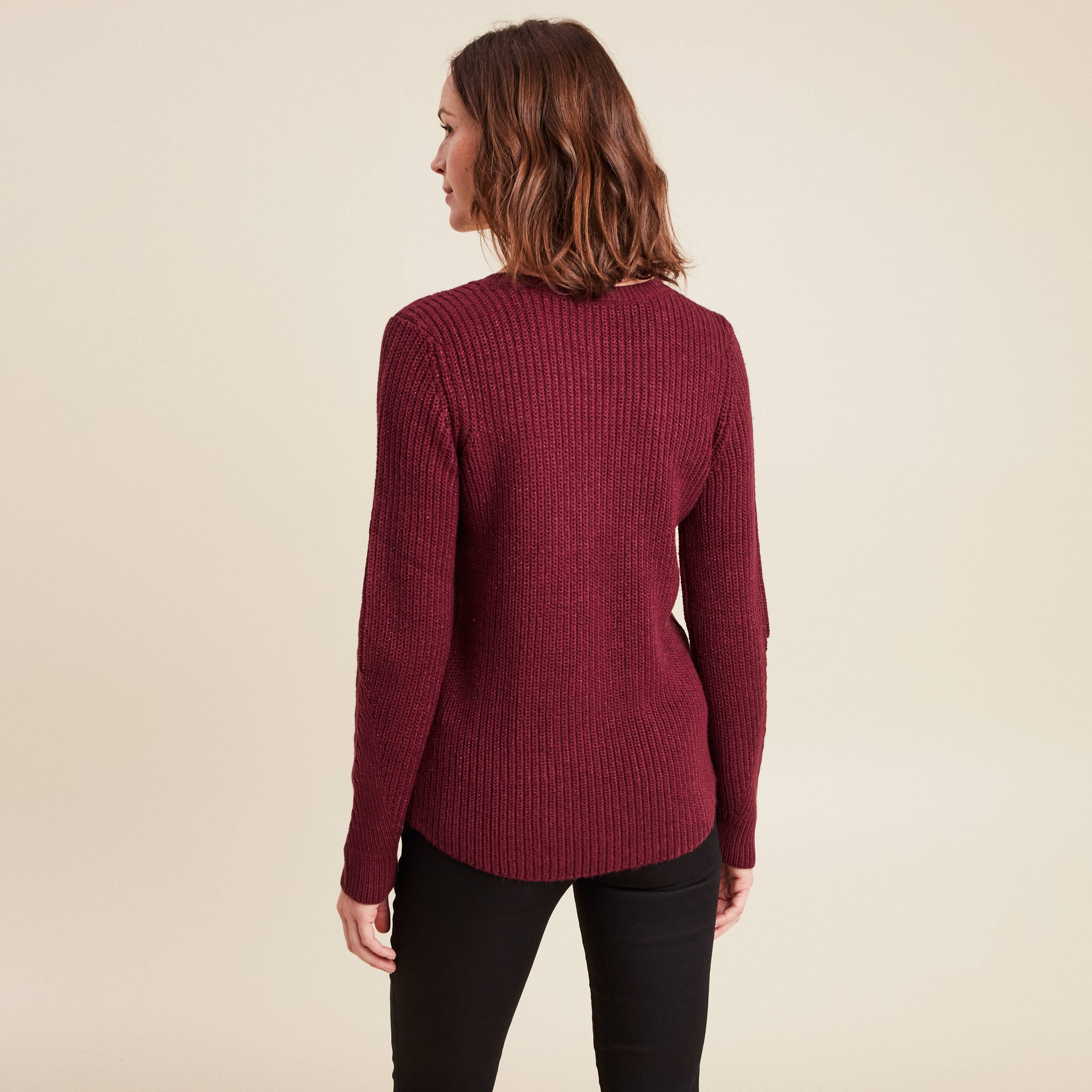 YOURS - Pull Bordeaux Rayures Sequins Manches Longues | Yours Clothing