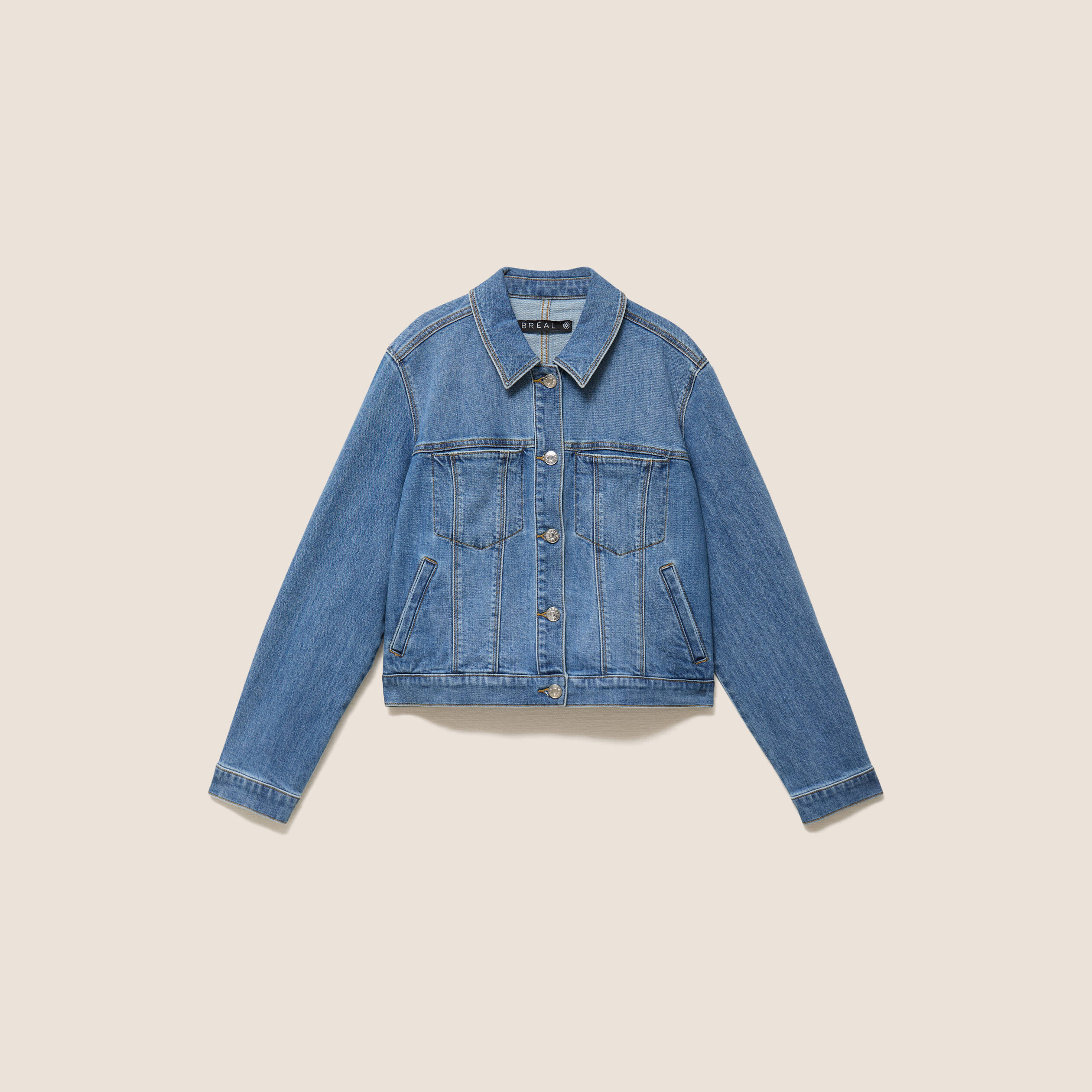 Veste jean manches longues denim double stone femme