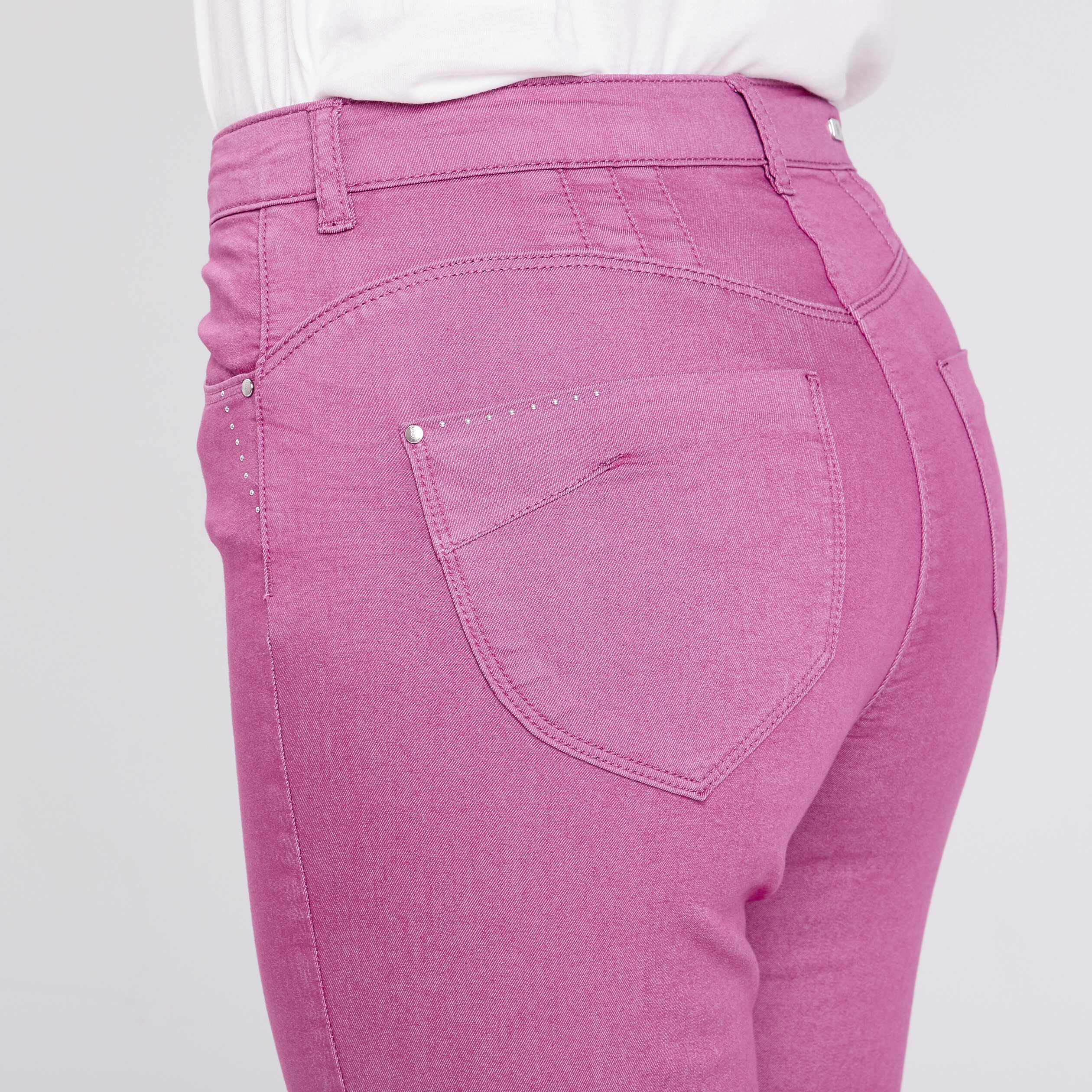Pantacourt droit taille haute violet femme