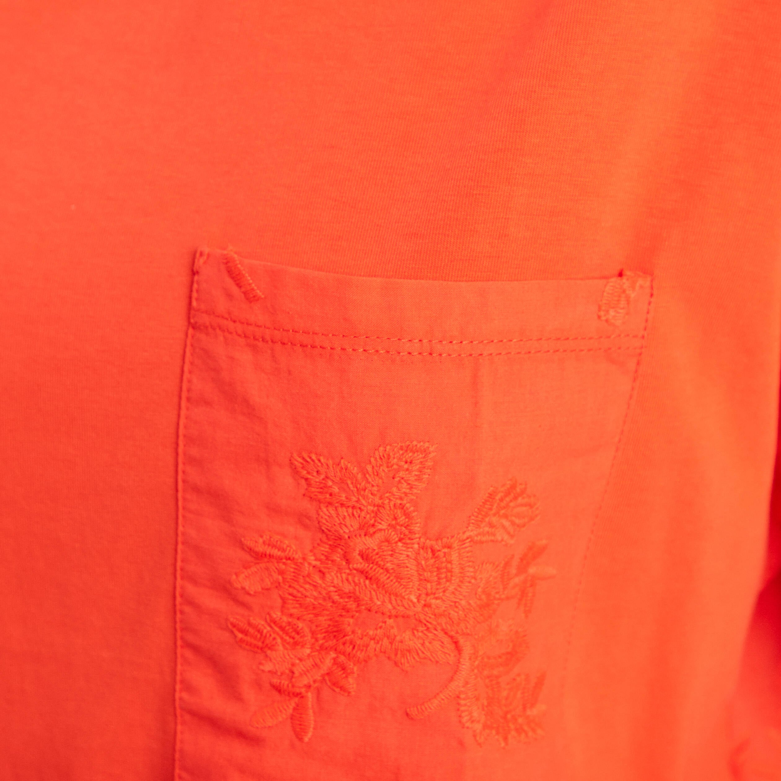 T-shirt col rond manches courtes poches orange fonc&eacute; femme