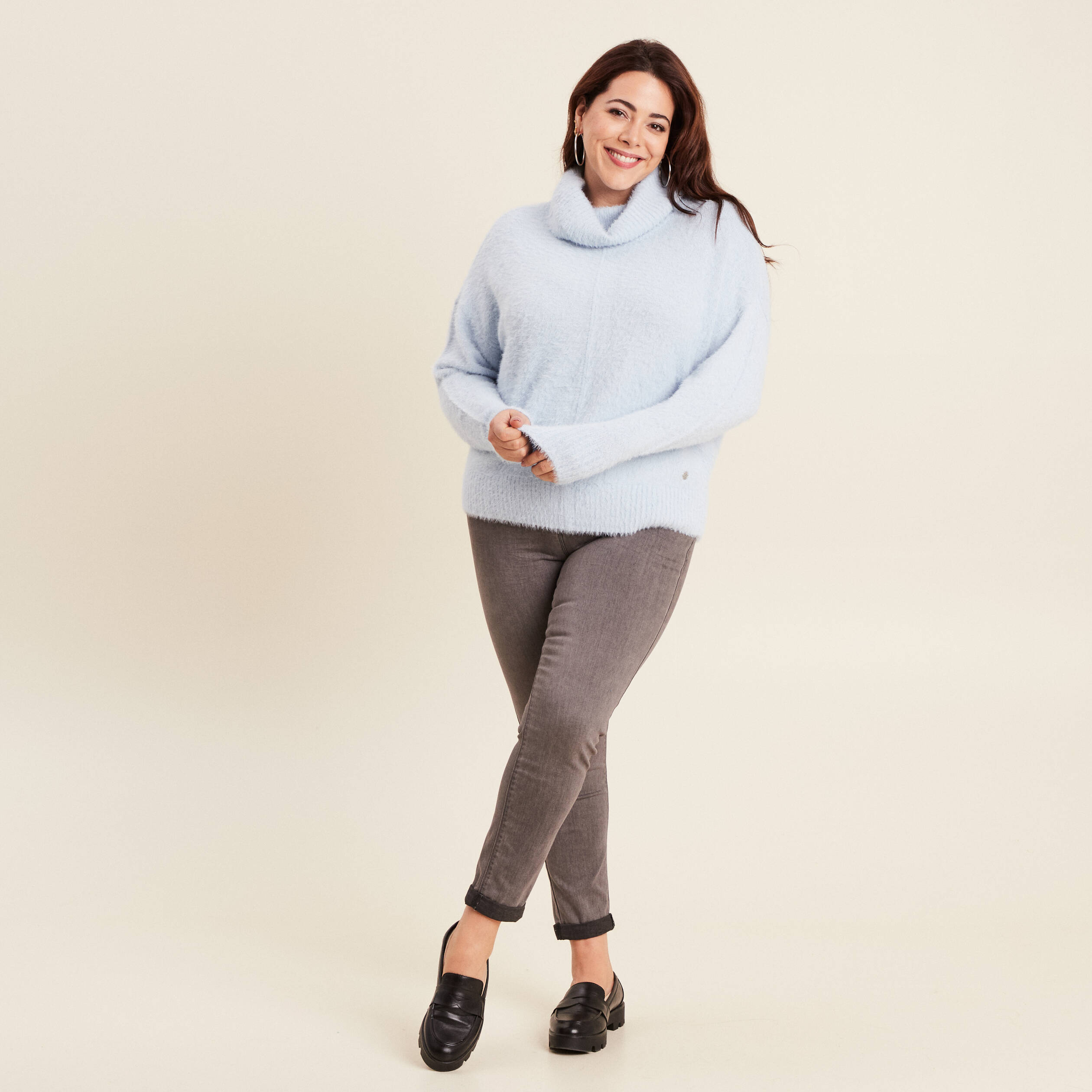 pull manches longues bleu pastel femme Pull manches longues bleu pastel femme