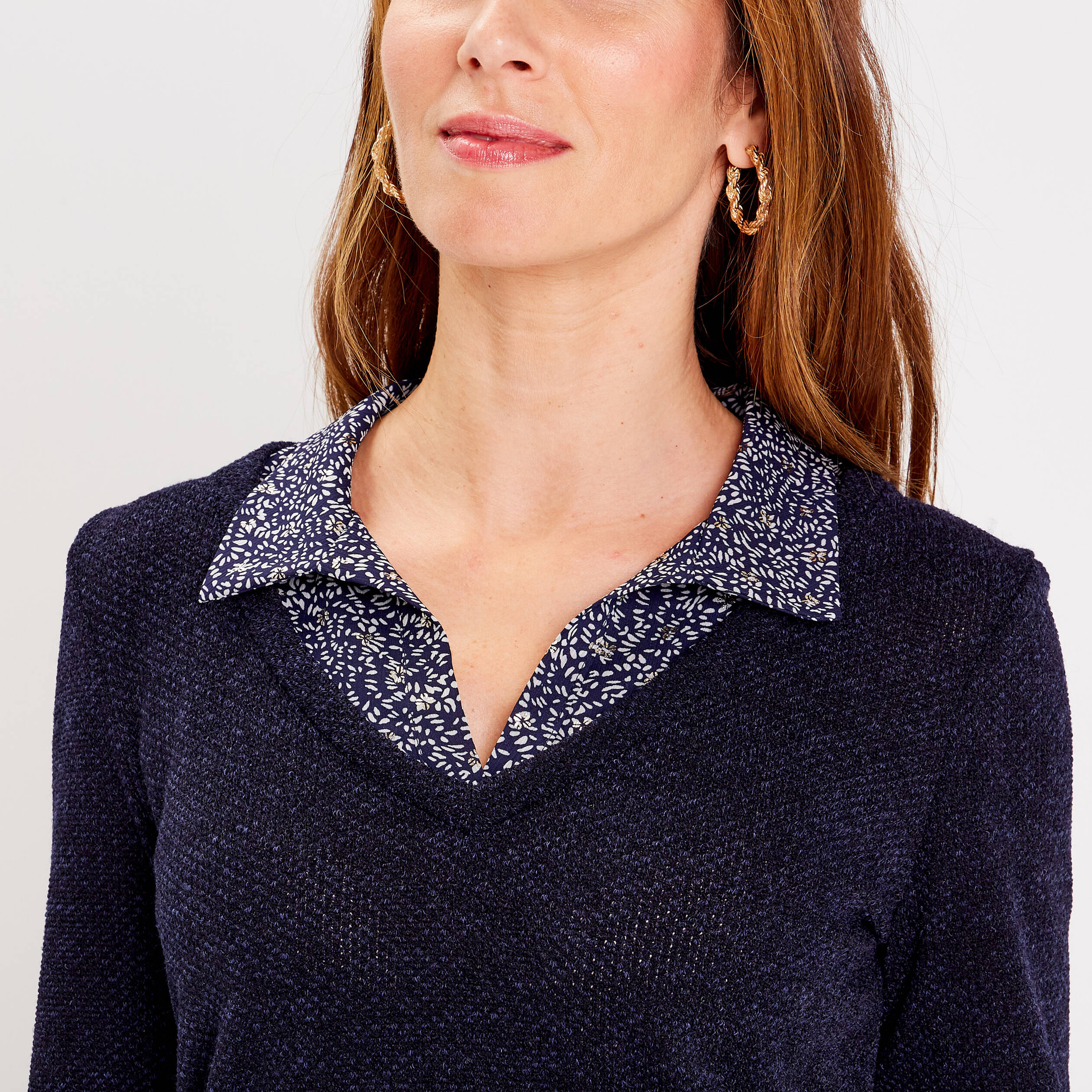 T-shirt manches 3/4 bleu femme