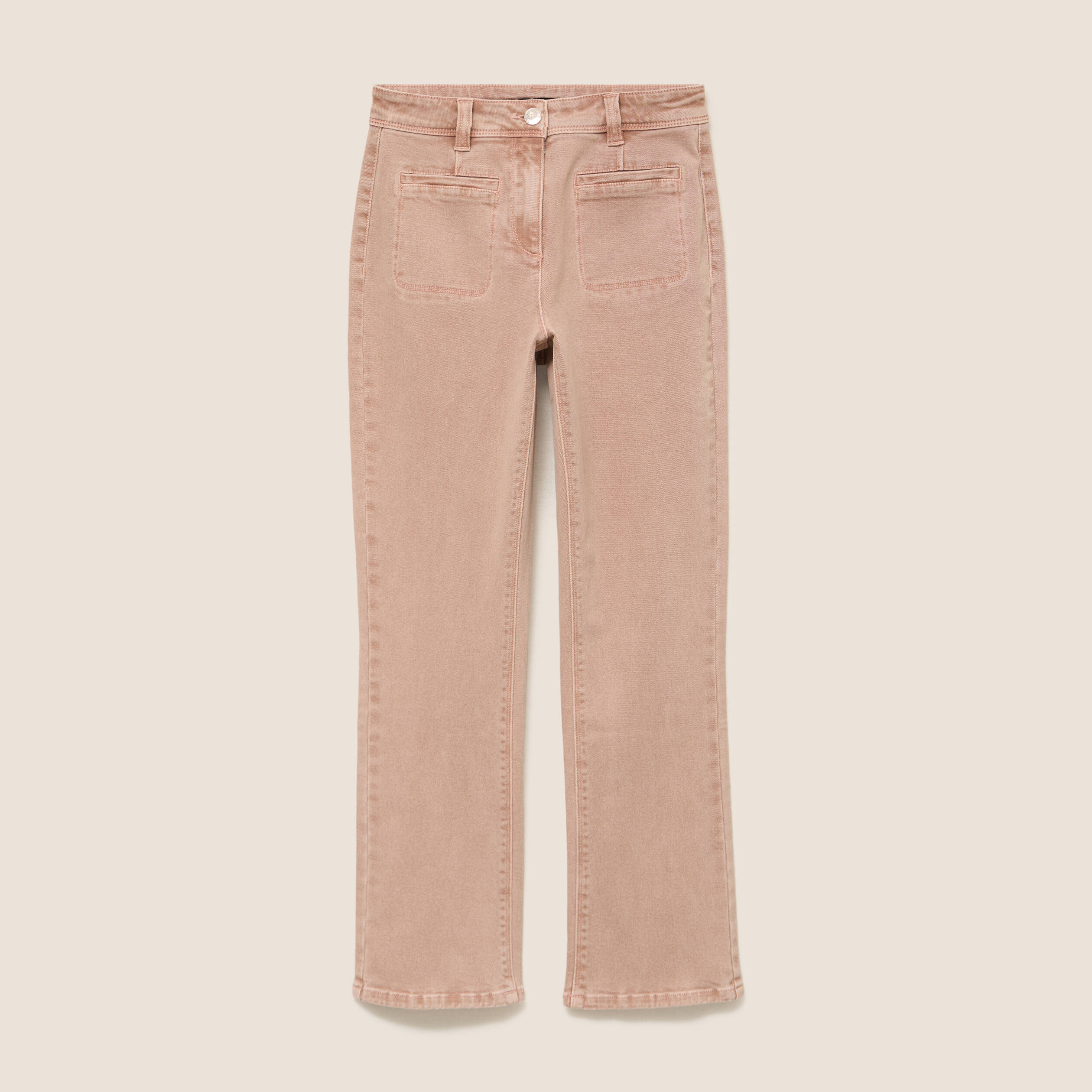 Jean bootcut taille haute marron clair femme