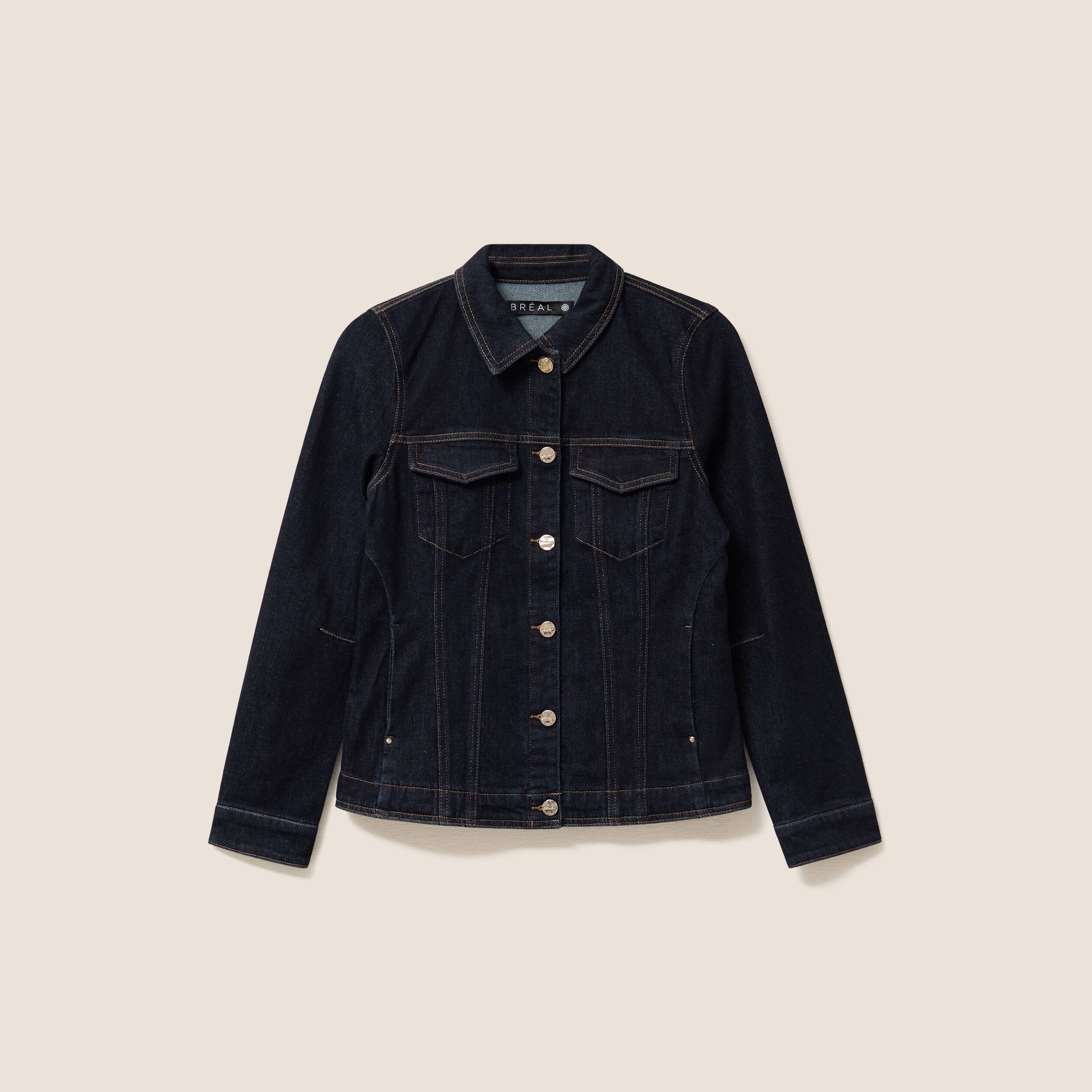 Veste cintr&eacute;e courte en jean denim brut femme