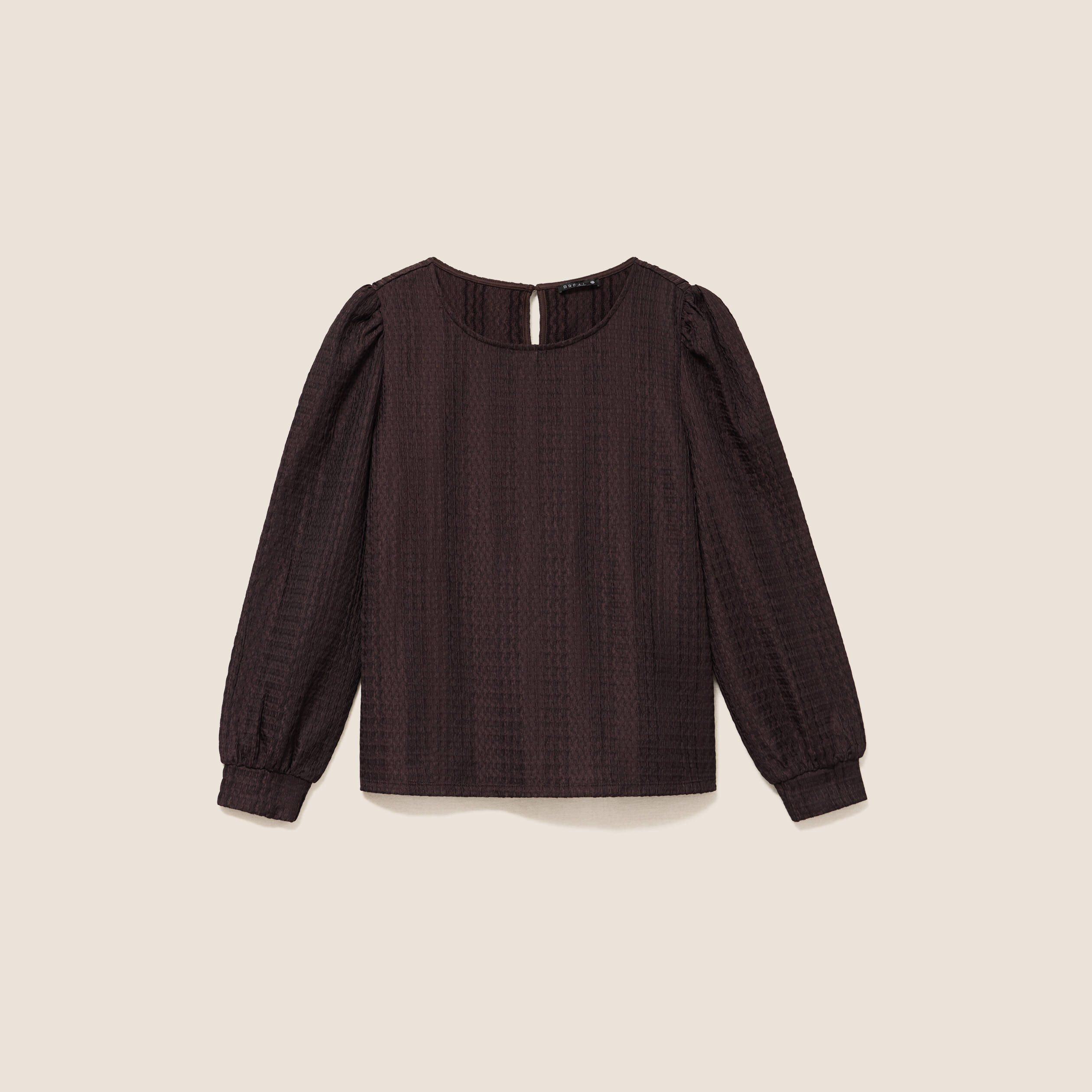 Blouse manches longues marron fonc&eacute; femme