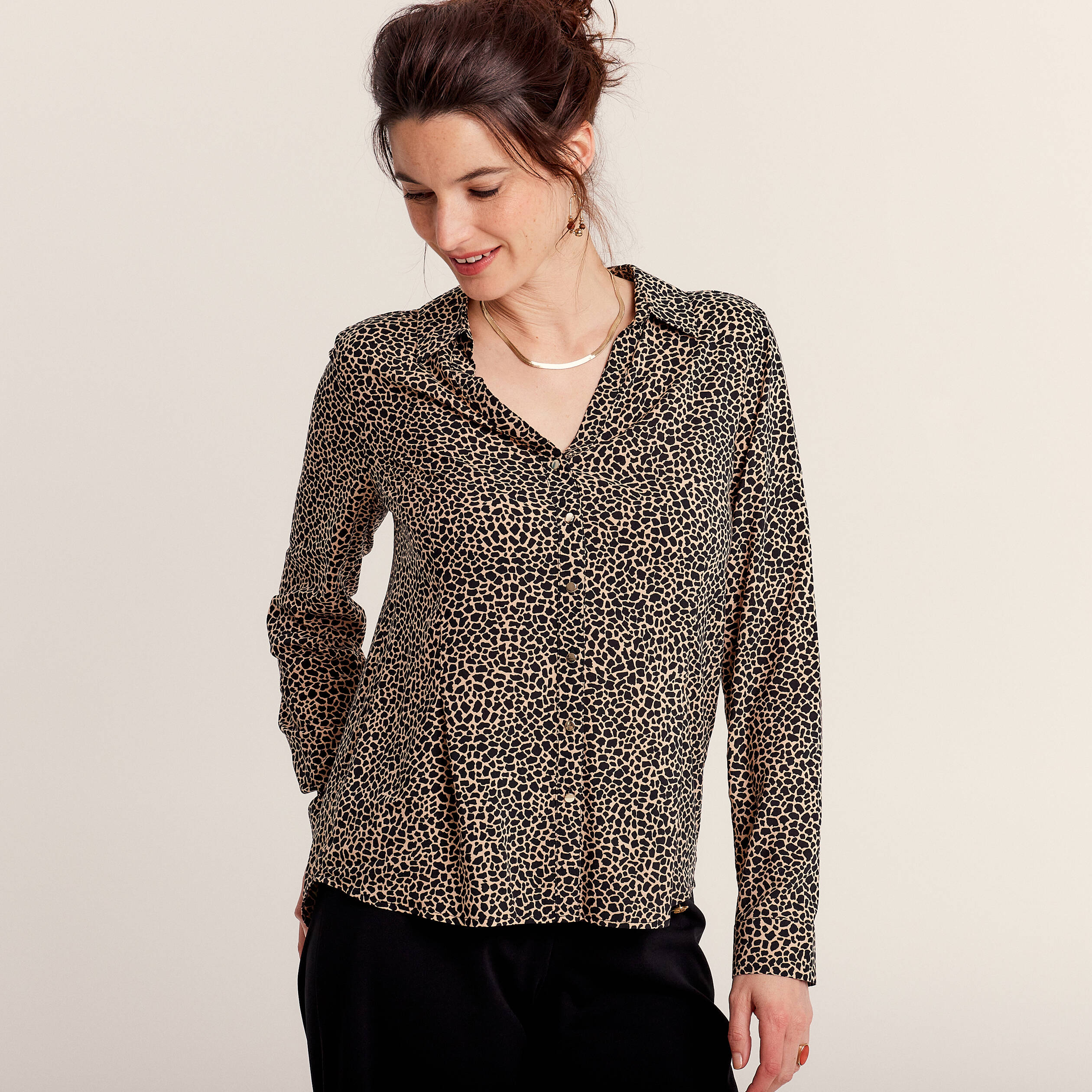 Chemise manches longues noir femme