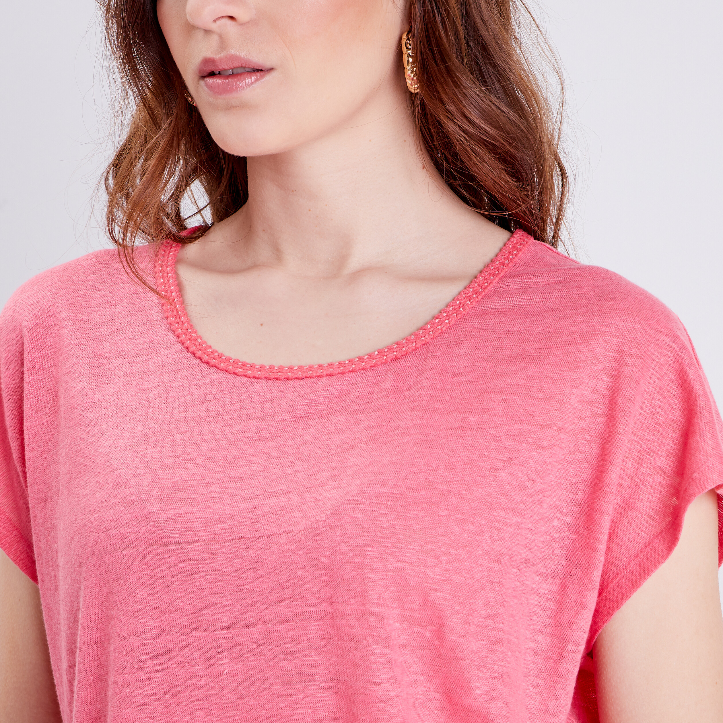 t shirt manches courtes rose fushia femme T-shirt manches courtes rose fushia femme