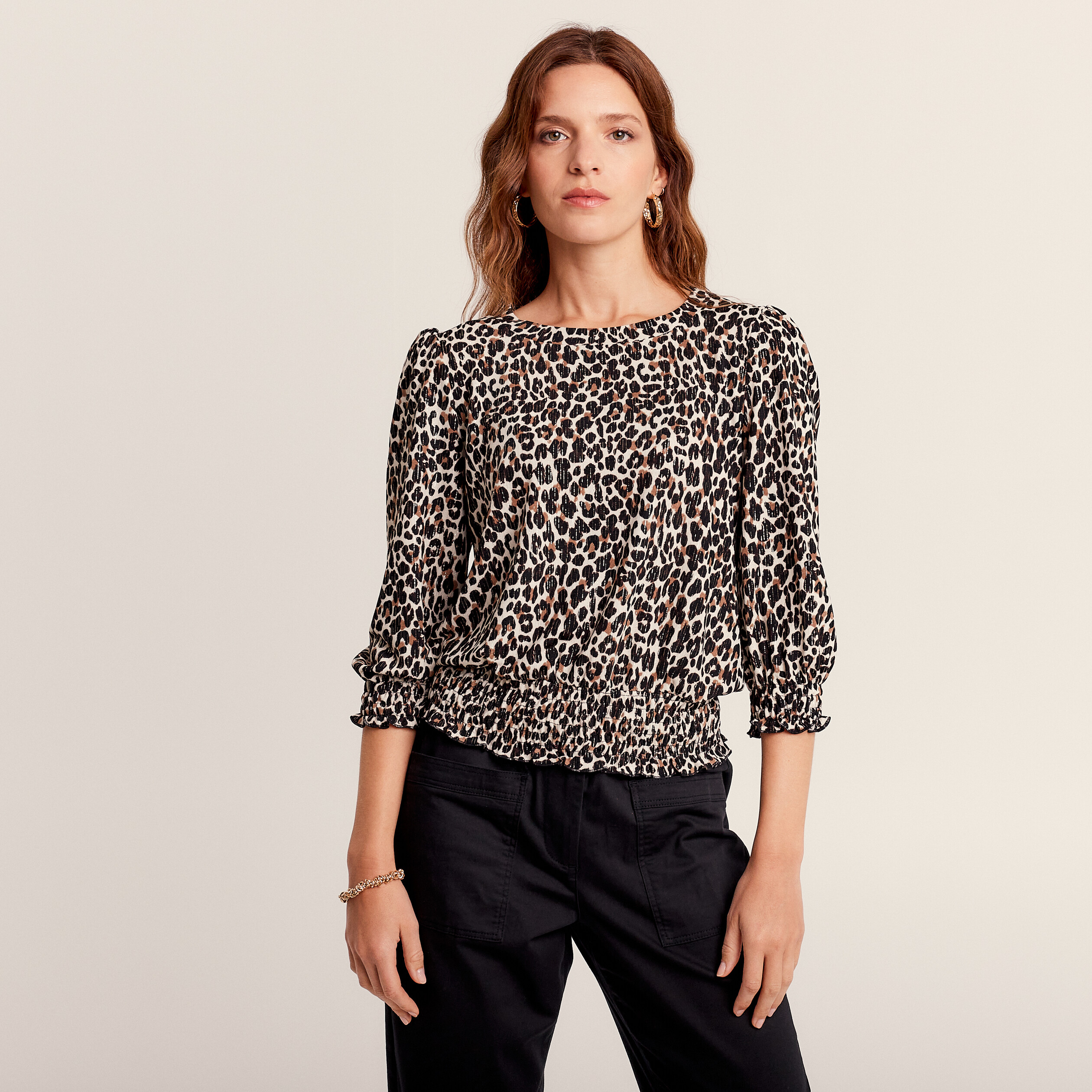 T-shirt manches 3/4 noir femme