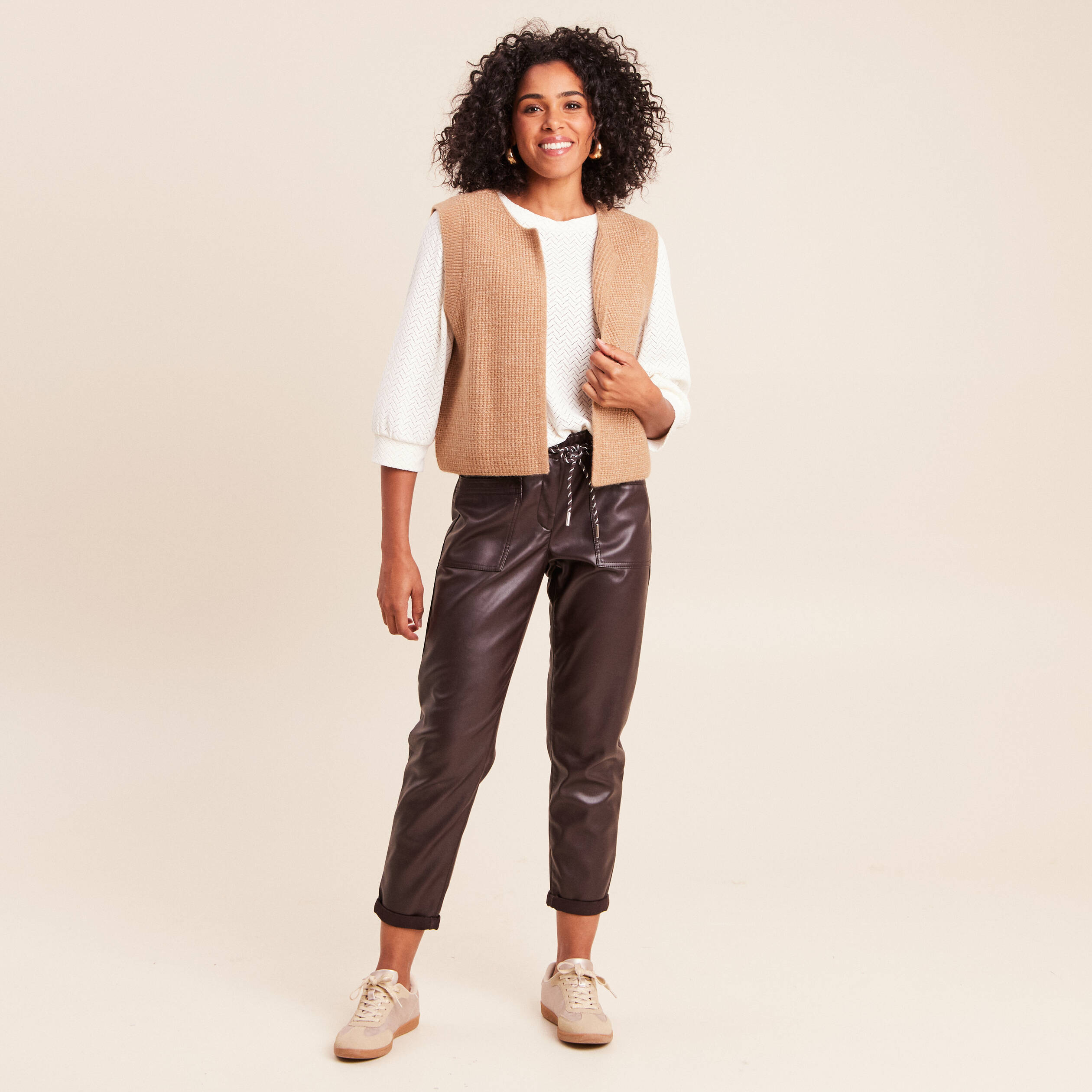 Gilet sans manches marron femme