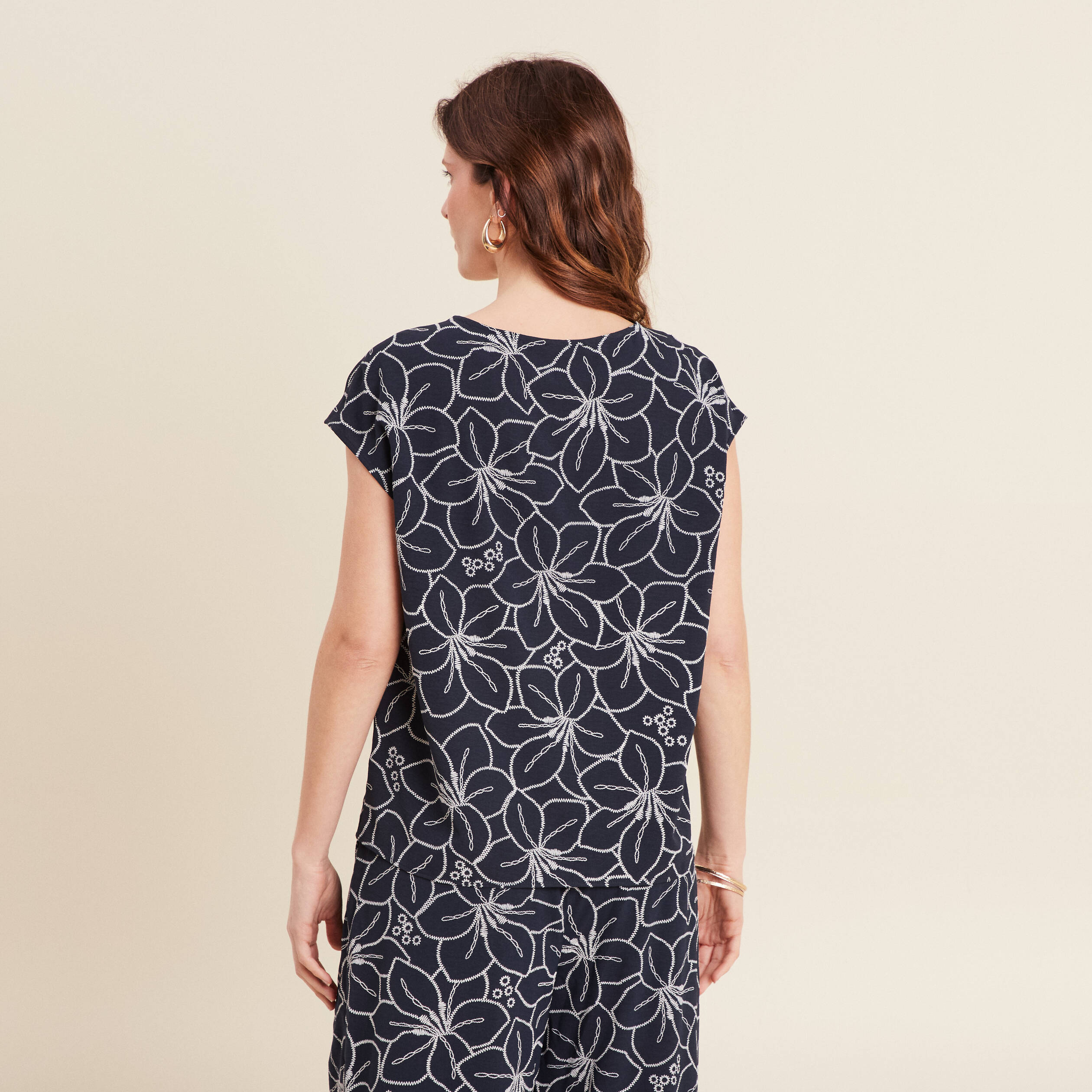 blouse manches courtes bleu fonce femme Blouse manches courtes bleu foncé femme