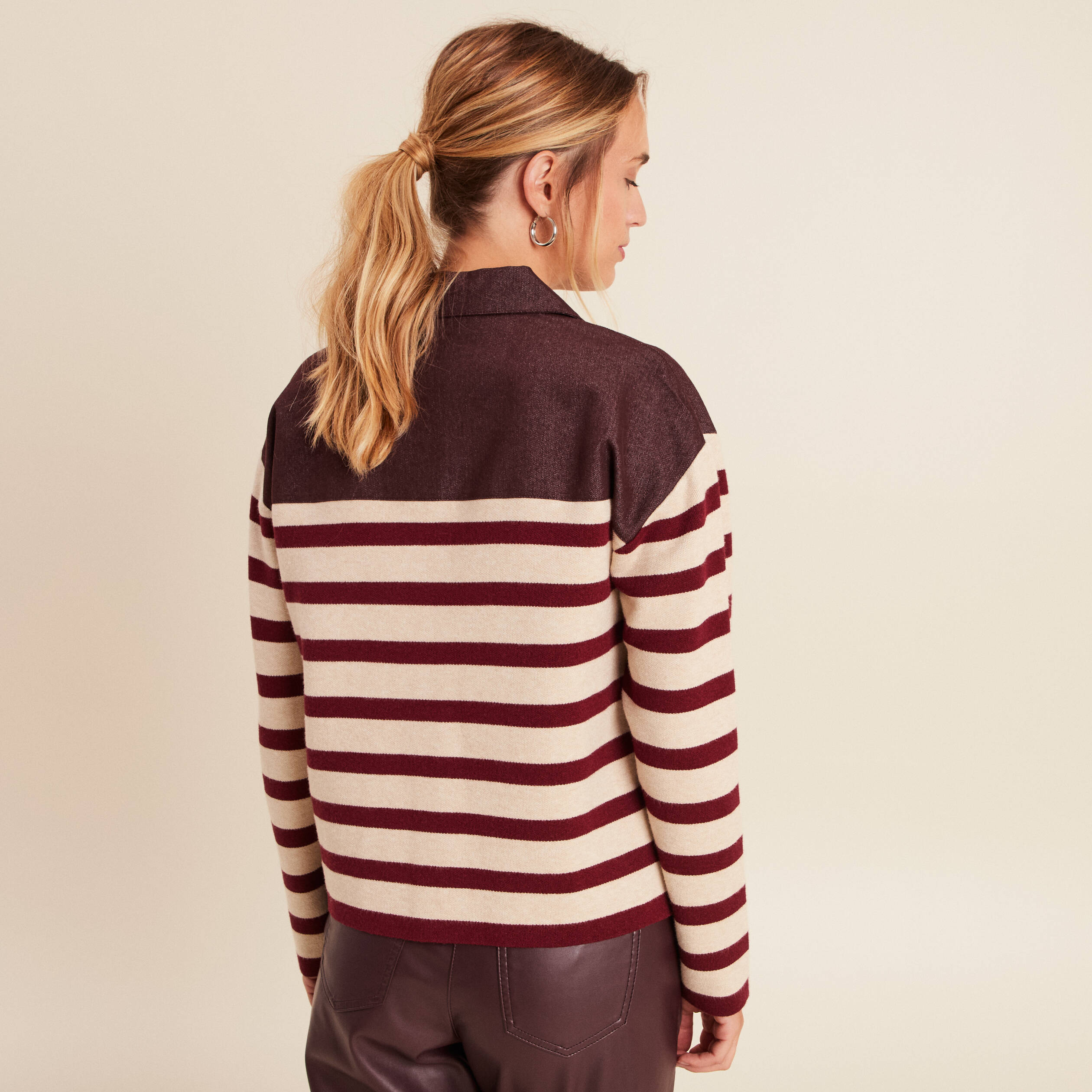 Gilet manches longues bordeaux femme
