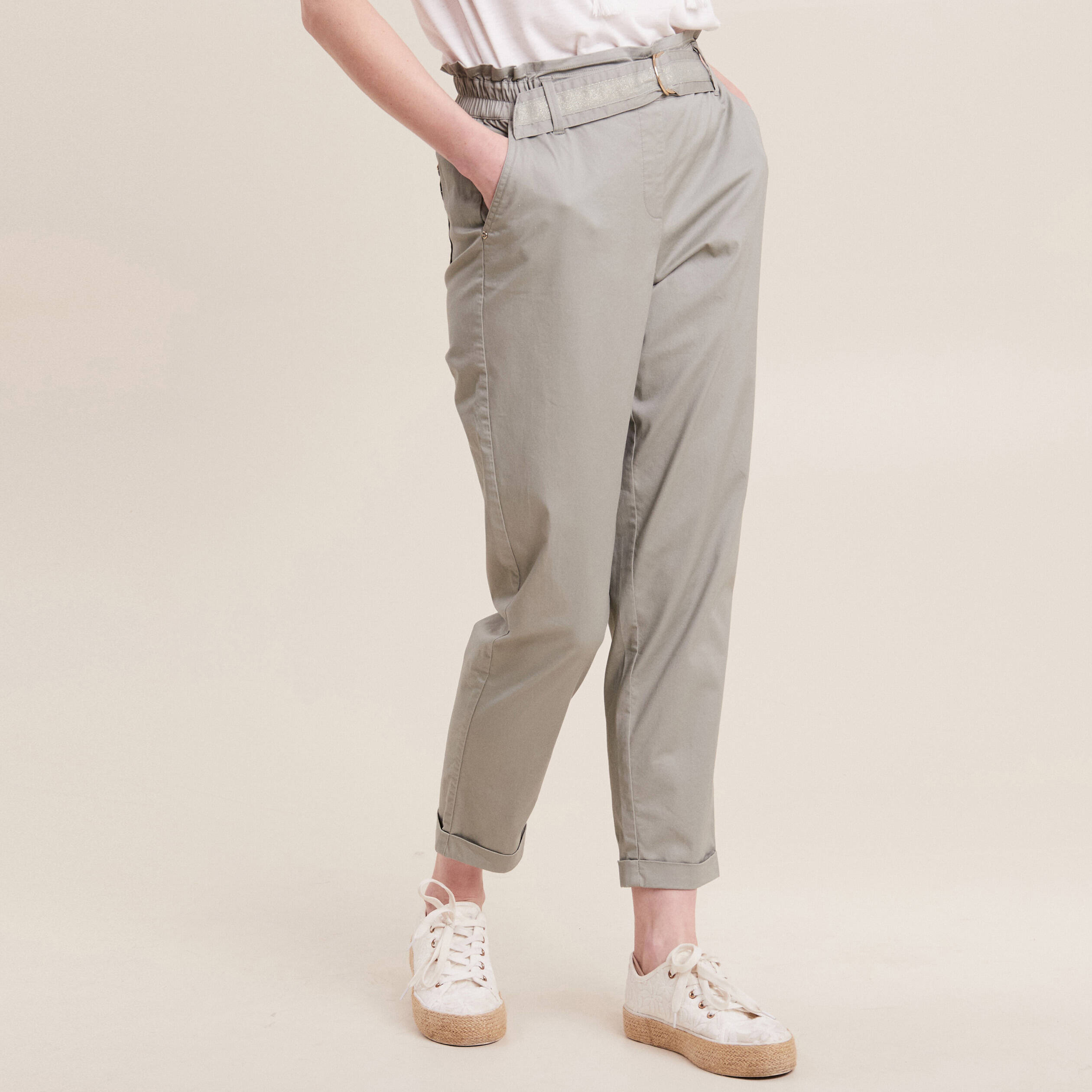 pantalon chino 78eme vert clair femme Pantalon chino 7/8ème vert clair femme