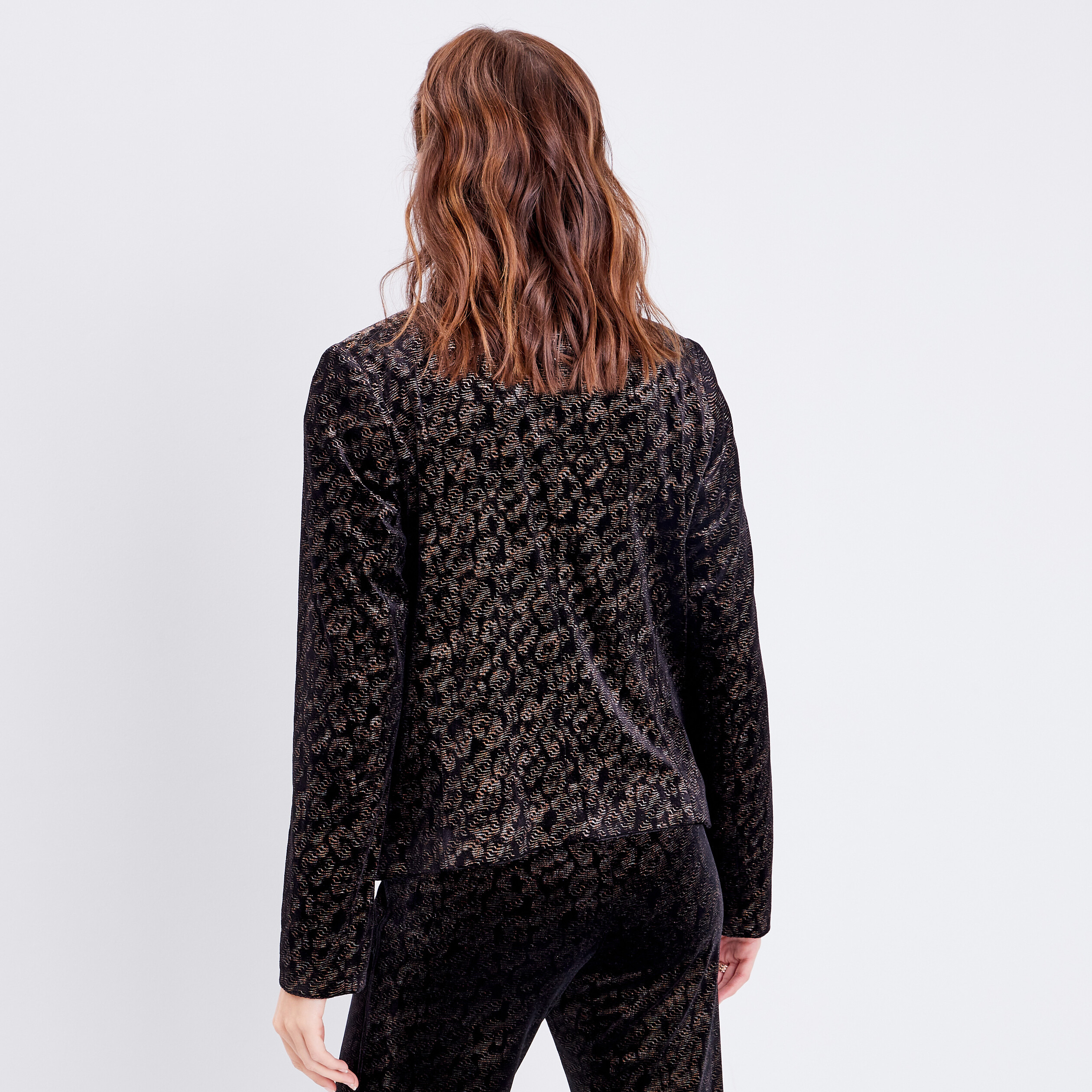Veste droite velours noir femme