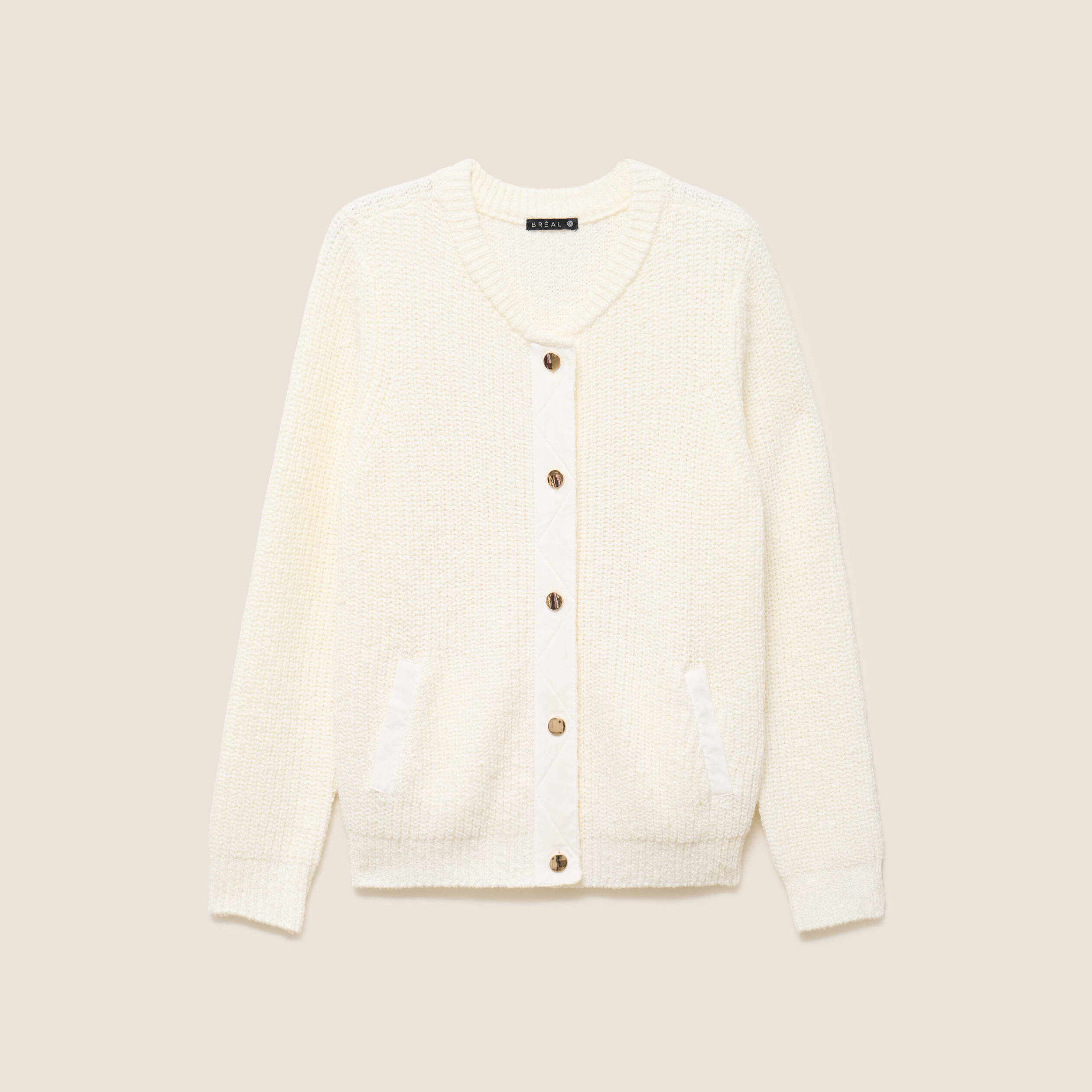 Gilet manches longues ecru femme