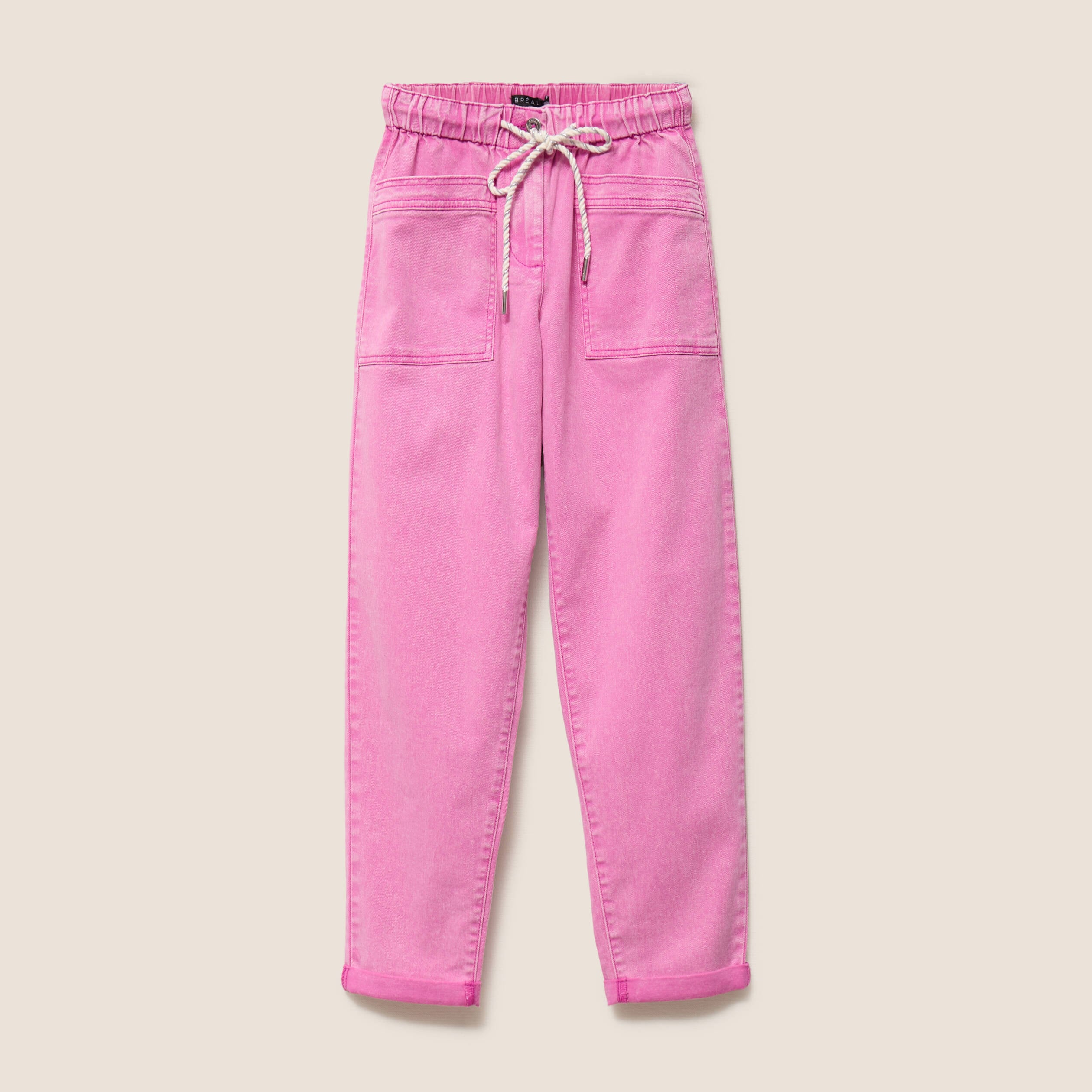 Jean coupe mom 7/8&egrave;me rose fushia femme