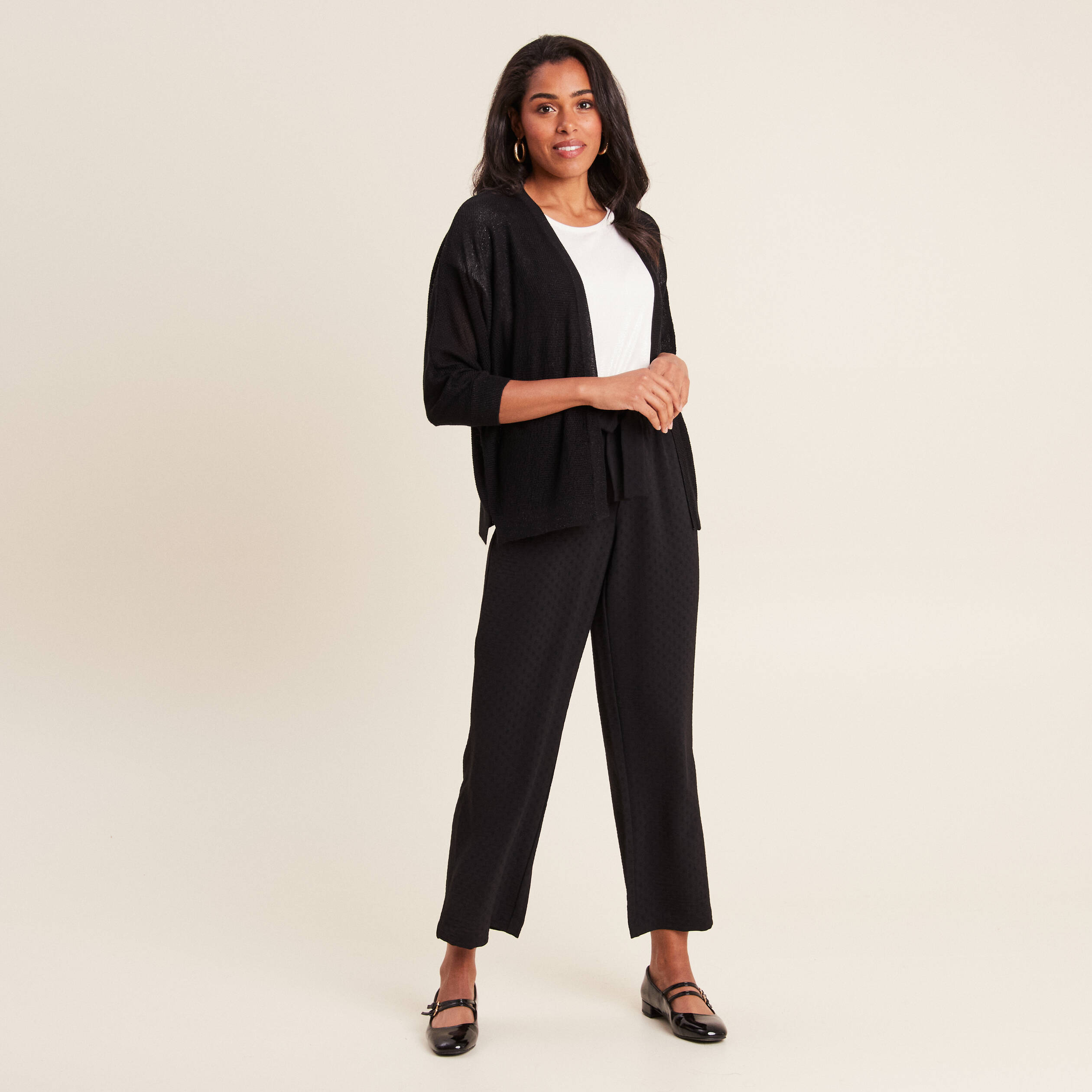 pantalon flou droit 78eme noir femme Pantalon flou droit 7/8ème noir femme