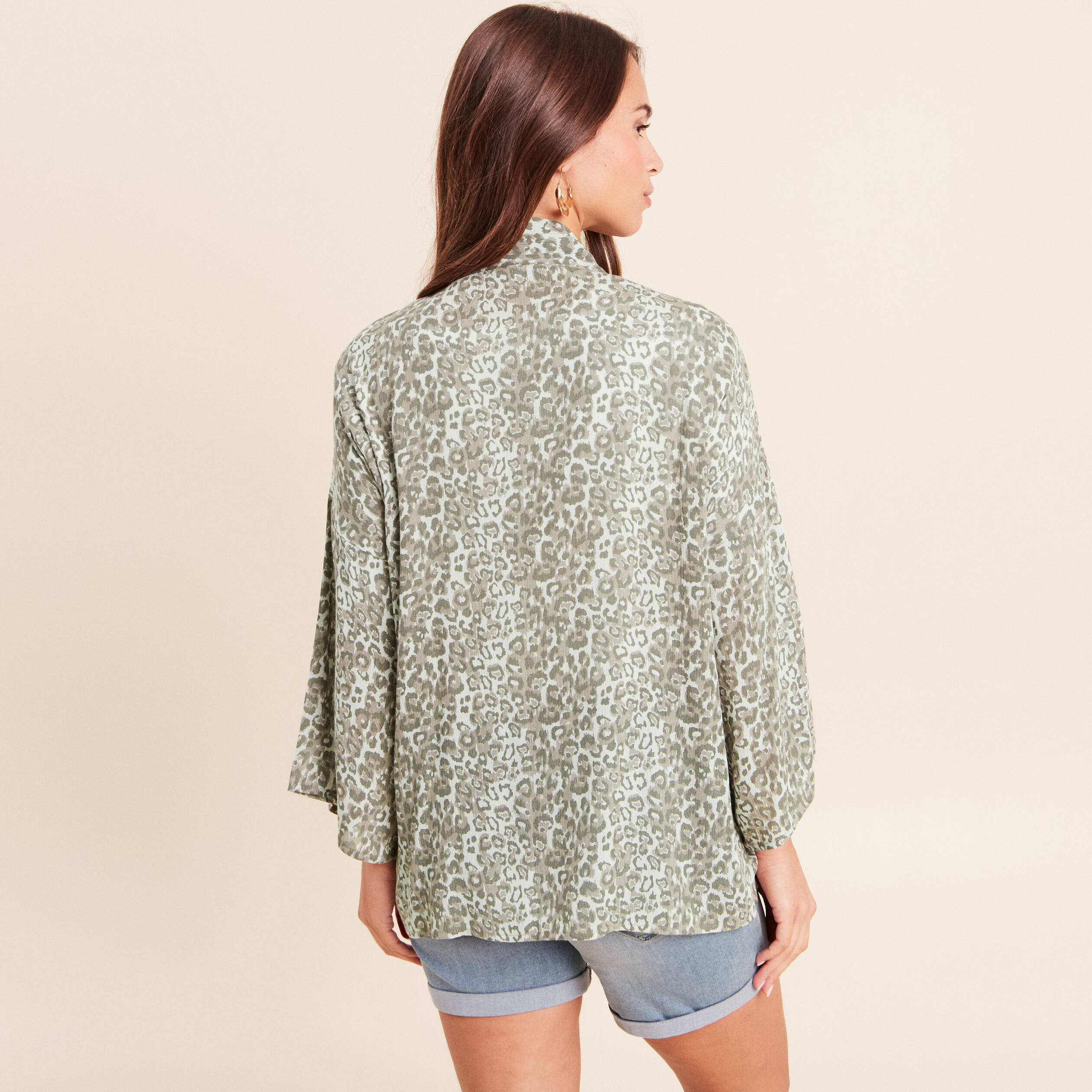Kimono avec poches vert clair femme