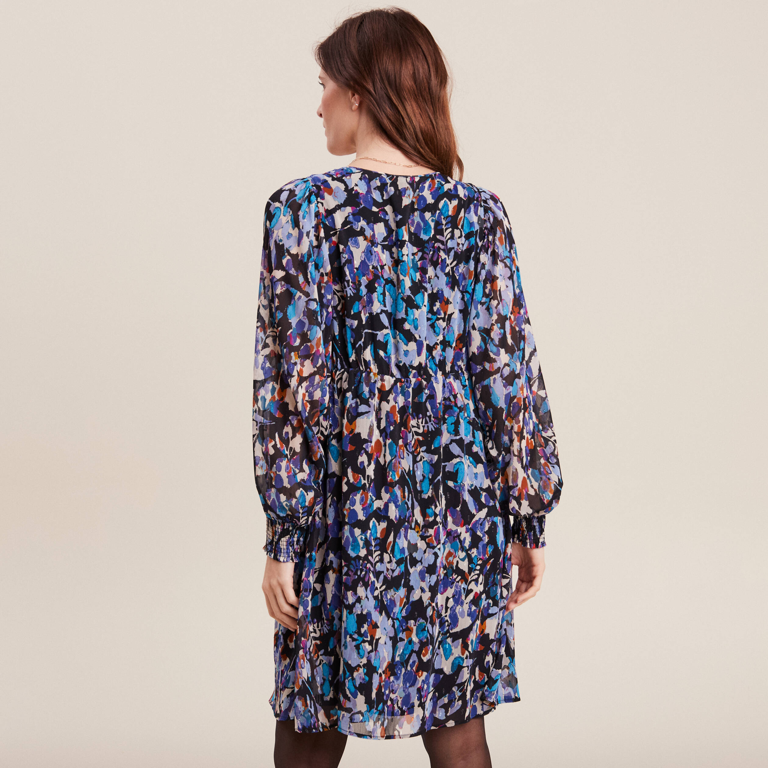 robe evasee manches longues bleu femme Robe évasée manches longues bleu femme