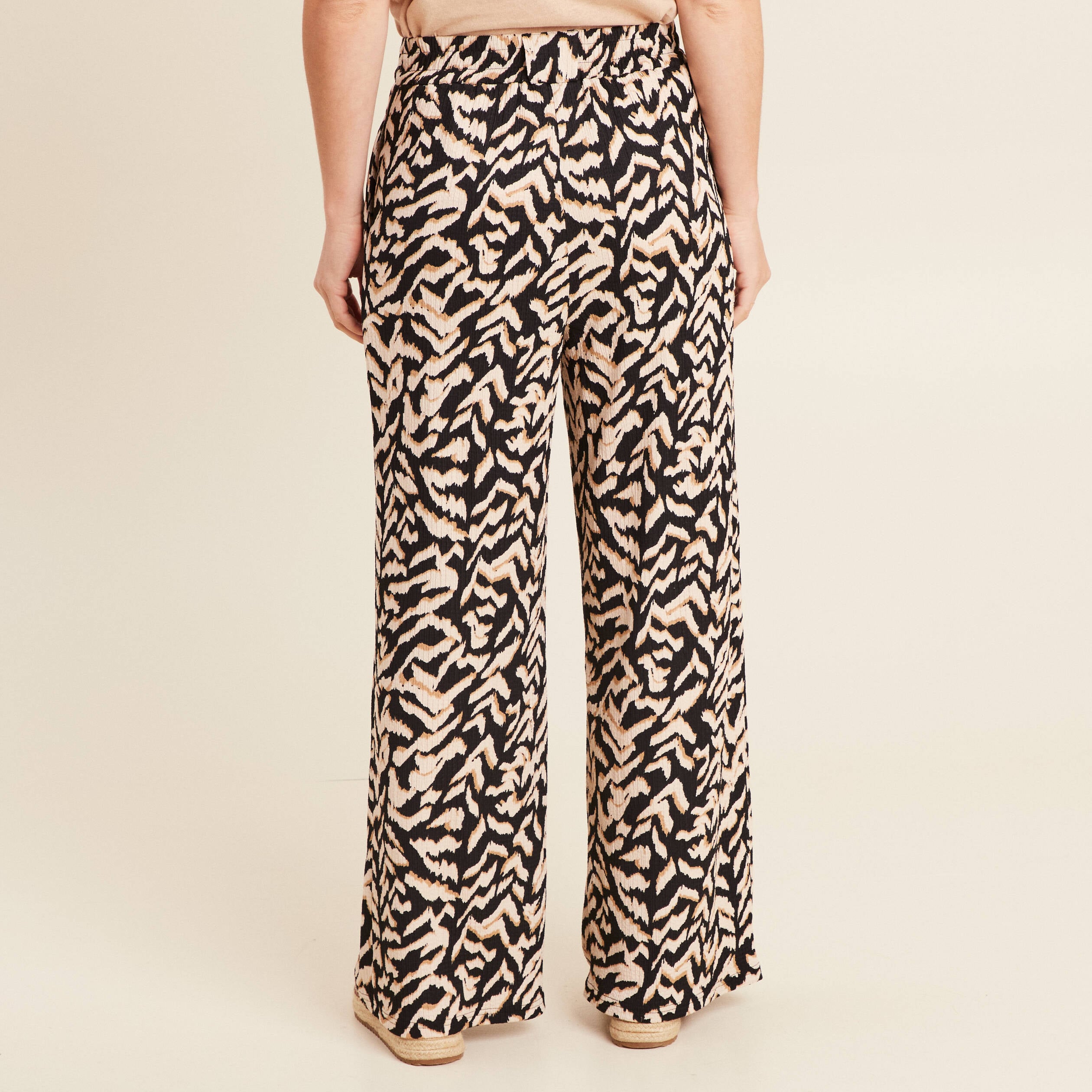 Pantalon coupe large taille haute noir femme