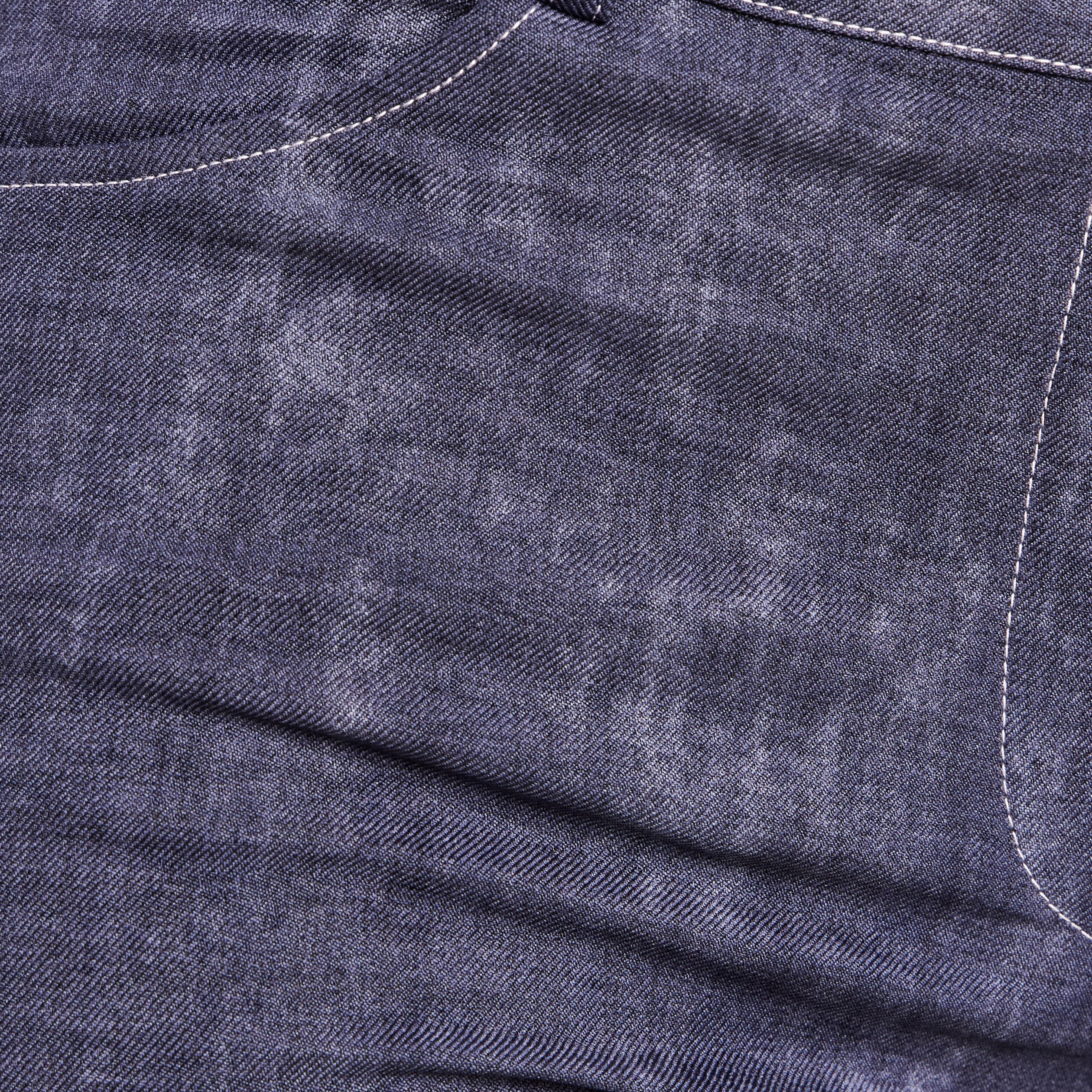 Jean large taille haute 5 poches bleu femme